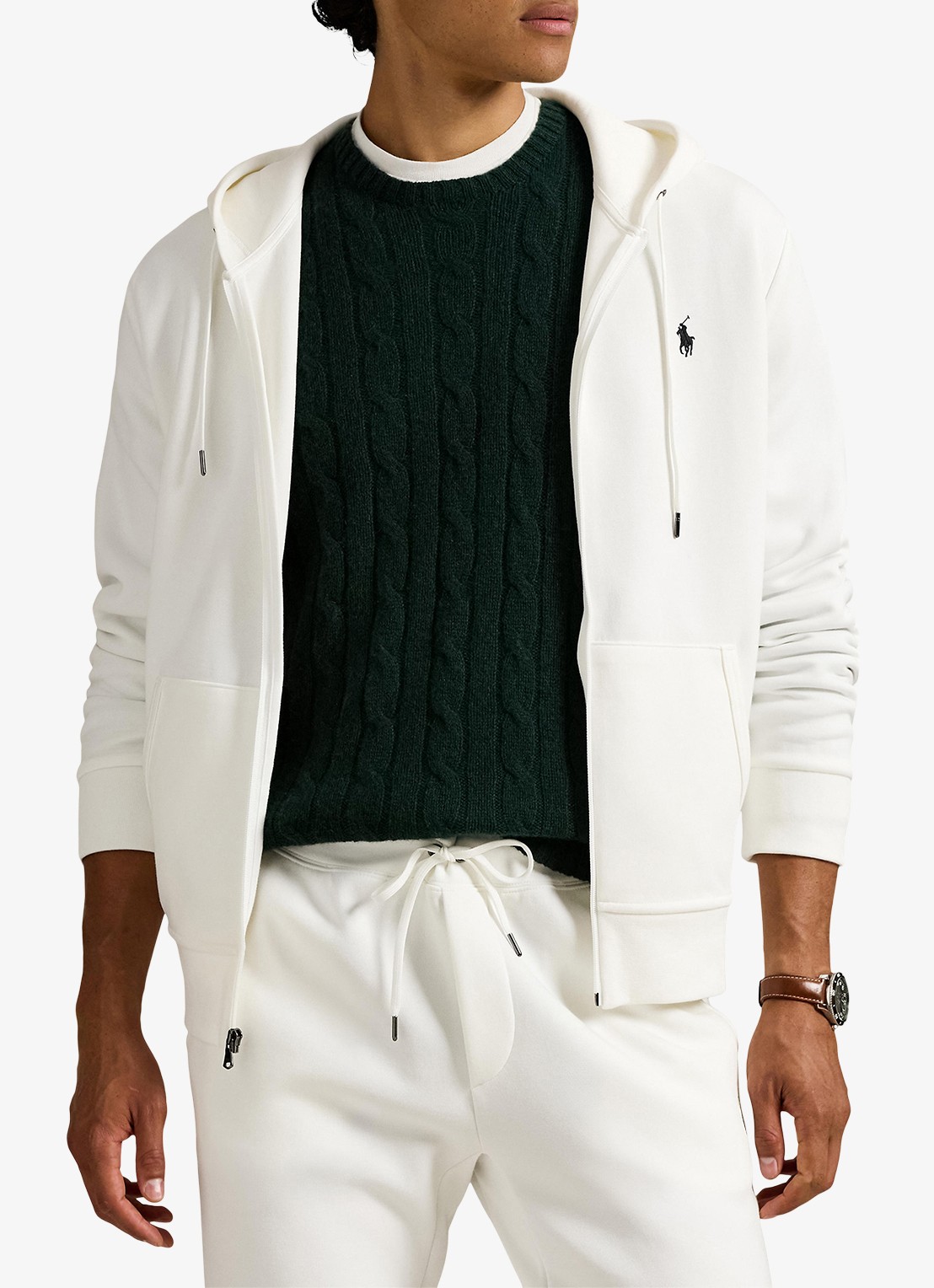 Ralph Lauren Sweatvest met steekzakken en logoborduring - detail 4 white / wit