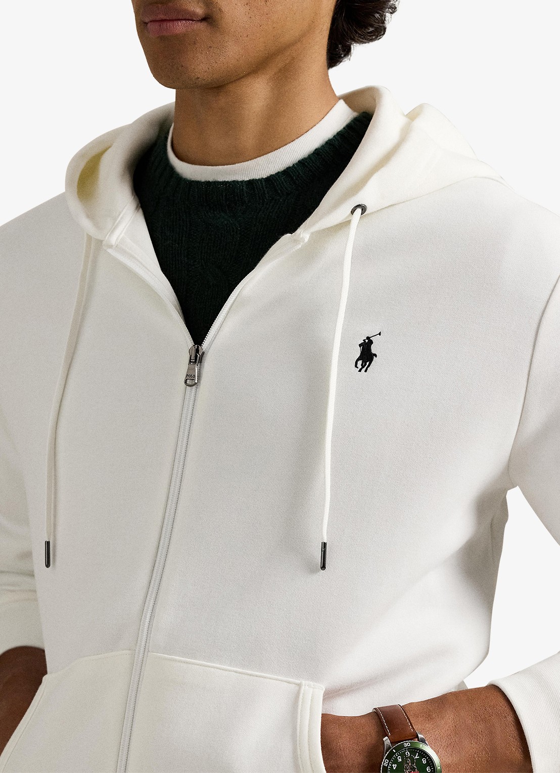 Ralph Lauren Sweatvest met steekzakken en logoborduring - detail 5 white / wit