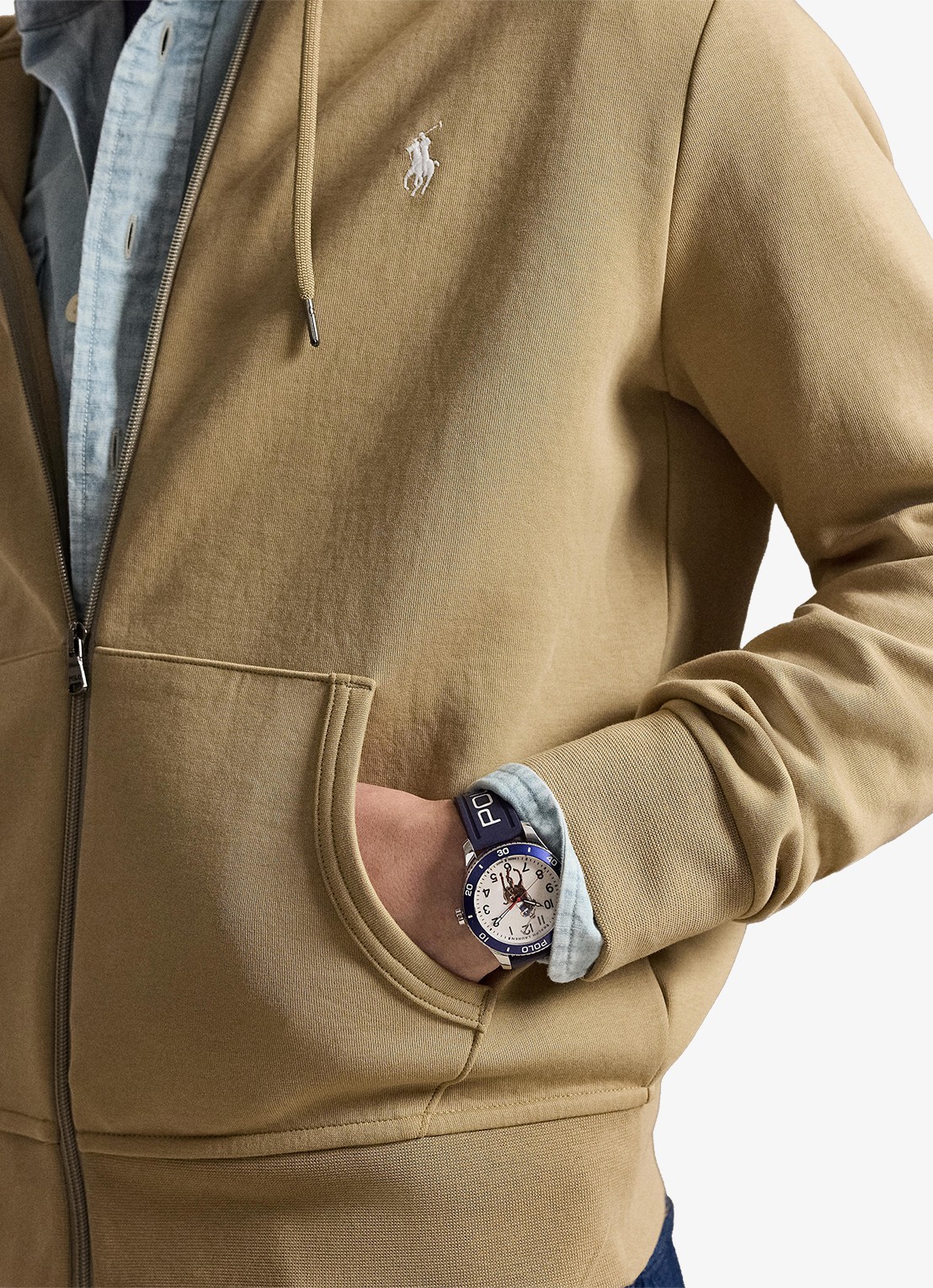 Ralph Lauren Sweatvest met steekzakken en logoborduring - detail 2 surrey tan
