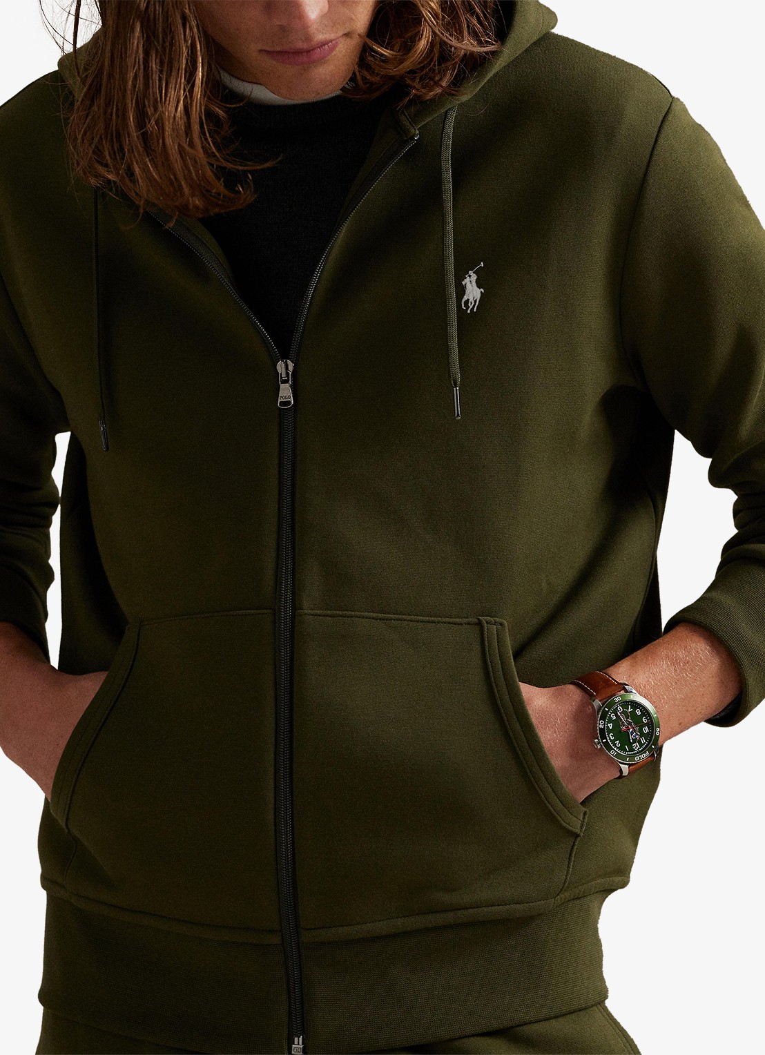 Ralph Lauren Sweatvest met steekzakken en logoborduring - detail 4 company olive / olijfgroen