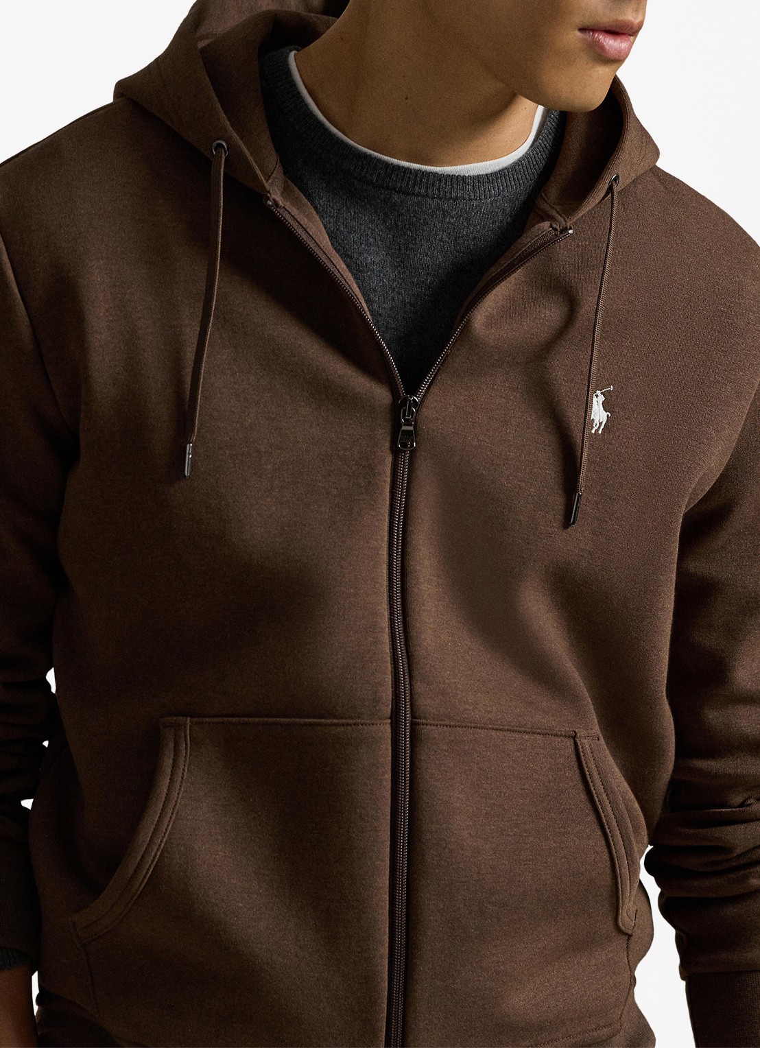 Ralph Lauren Sweatvest met steekzakken en logoborduring - detail 3 nutmeg brown heather