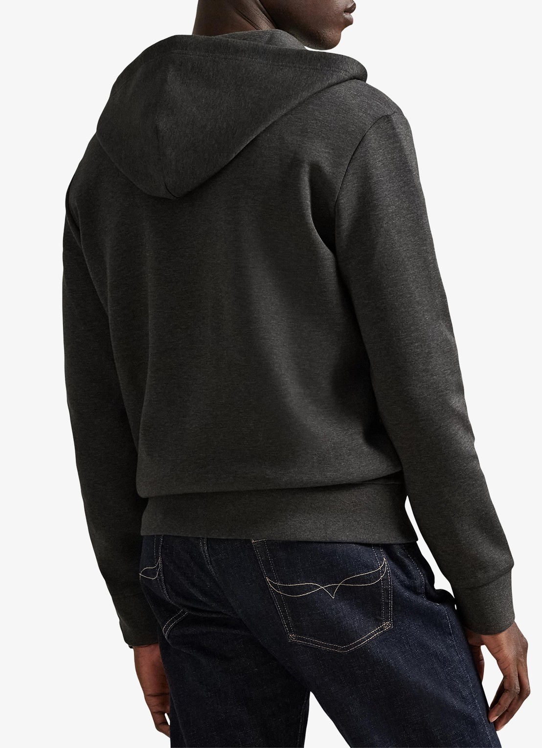 Ralph Lauren Sweatvest met steekzakken en logoborduring - achterkant dark charcoal heather