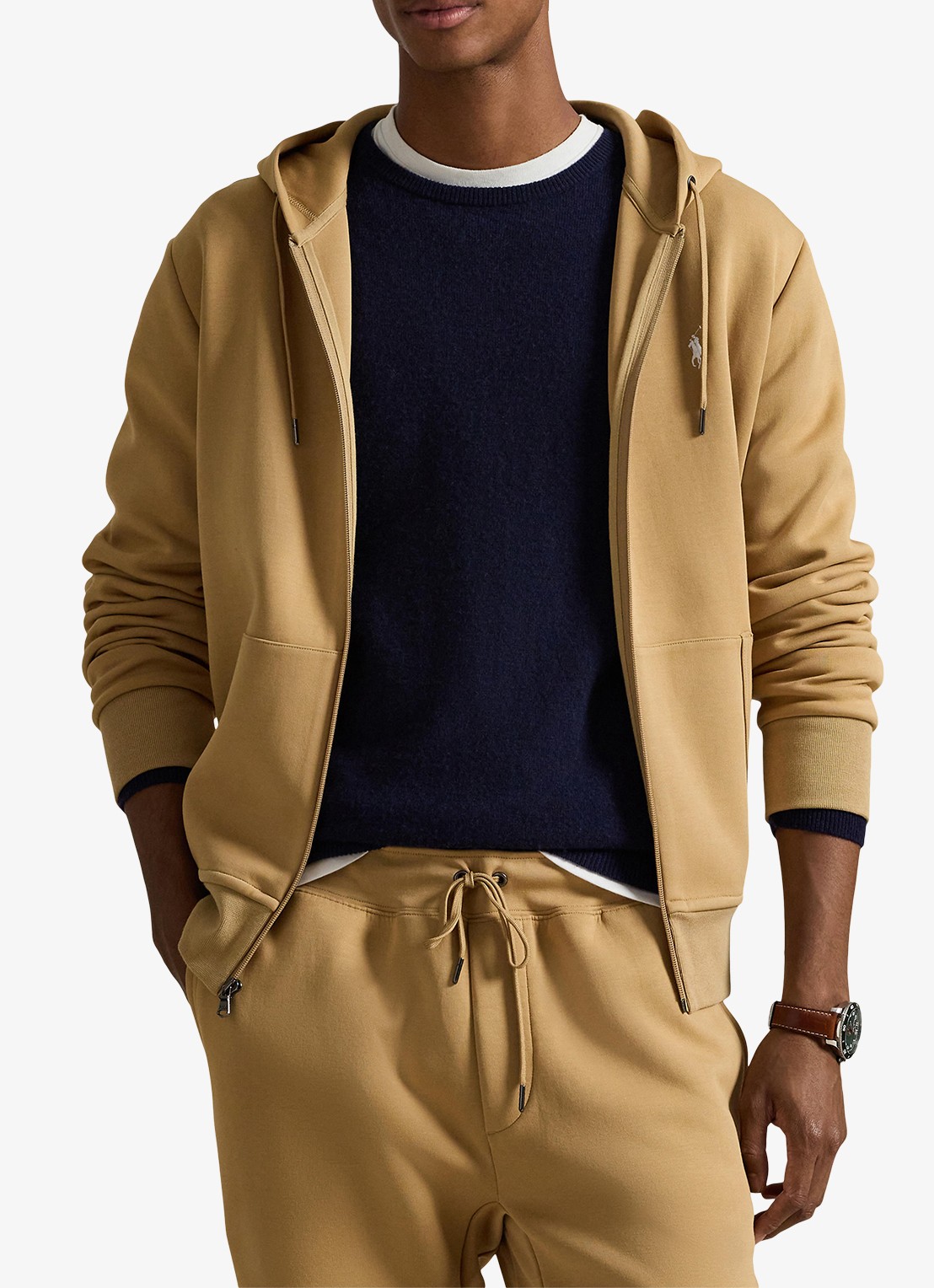 Ralph Lauren Sweatvest met steekzakken en logoborduring - detail 4 classic camel