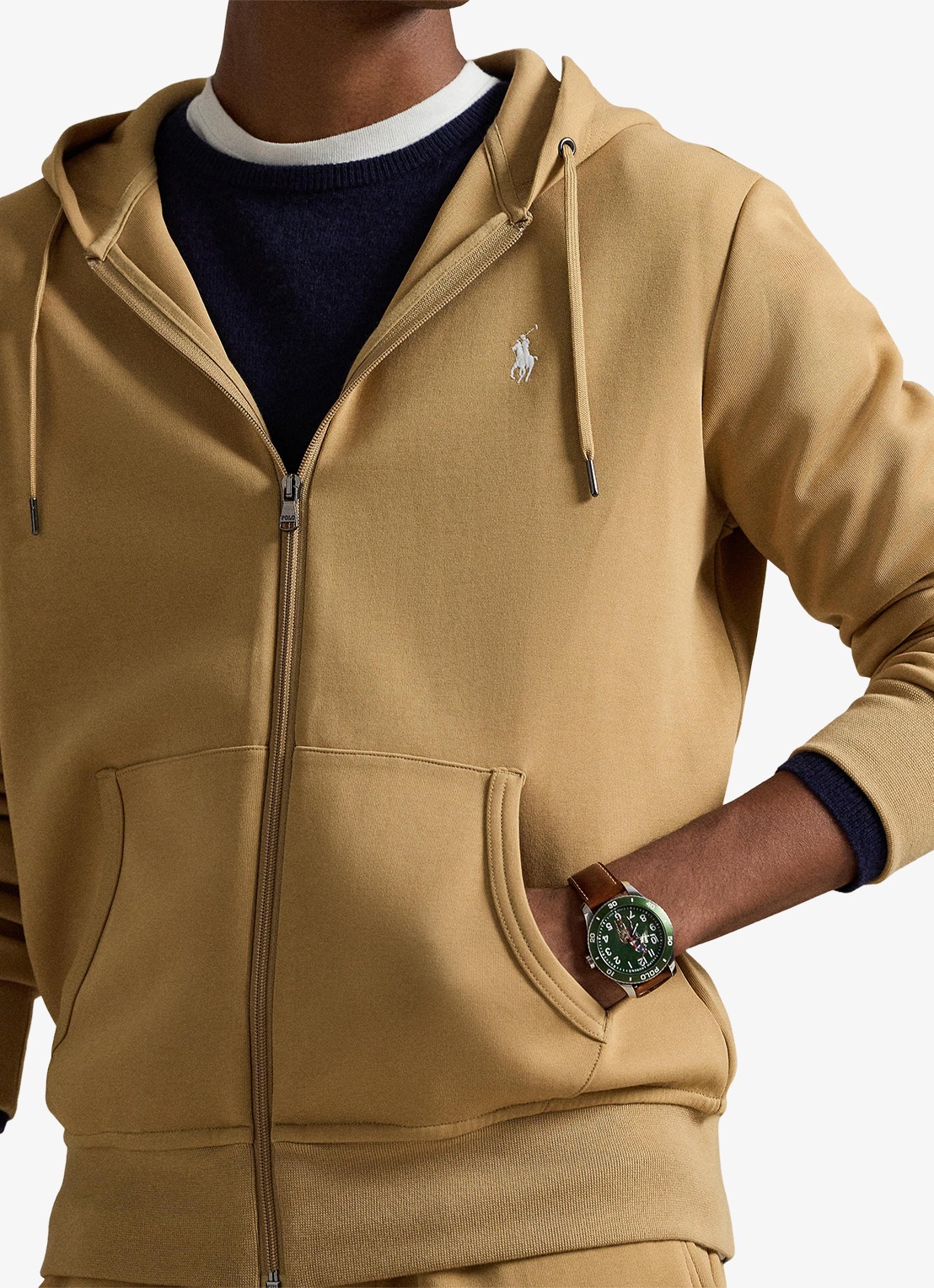 Ralph Lauren Sweatvest met steekzakken en logoborduring - detail 5 classic camel