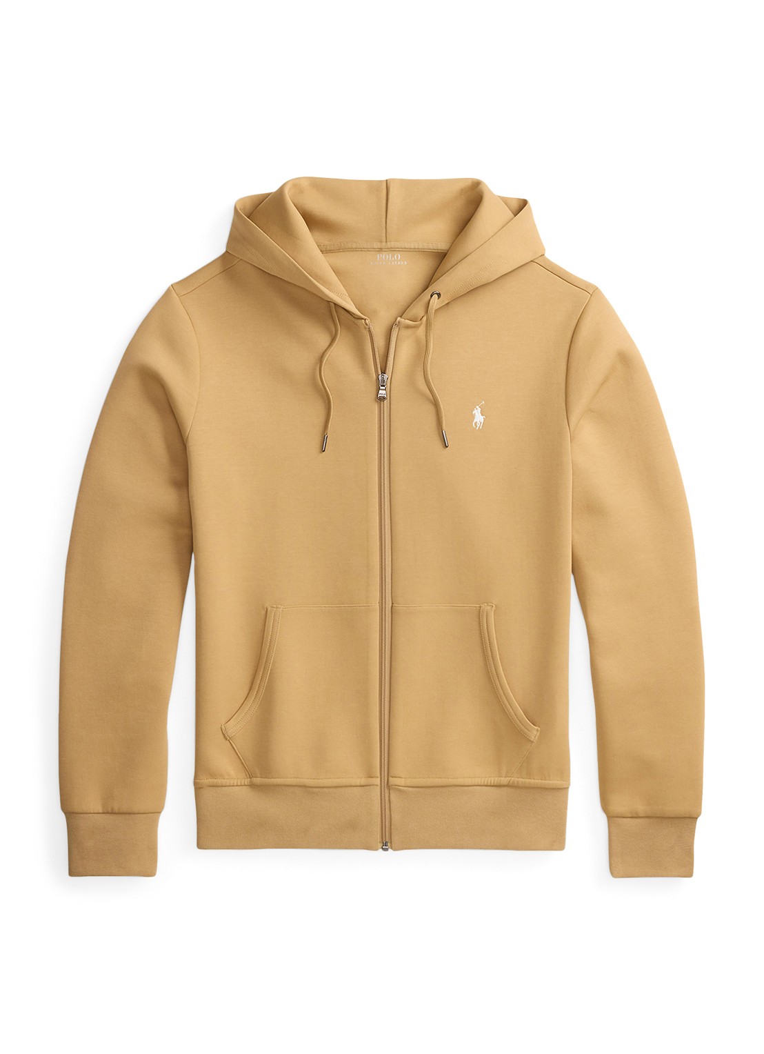 Ralph Lauren Sweatvest met steekzakken en logoborduring - voorkant 2 classic camel