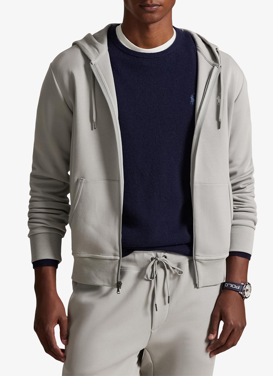 Ralph Lauren Sweatvest met steekzakken en logoborduring - detail 2 soft grey