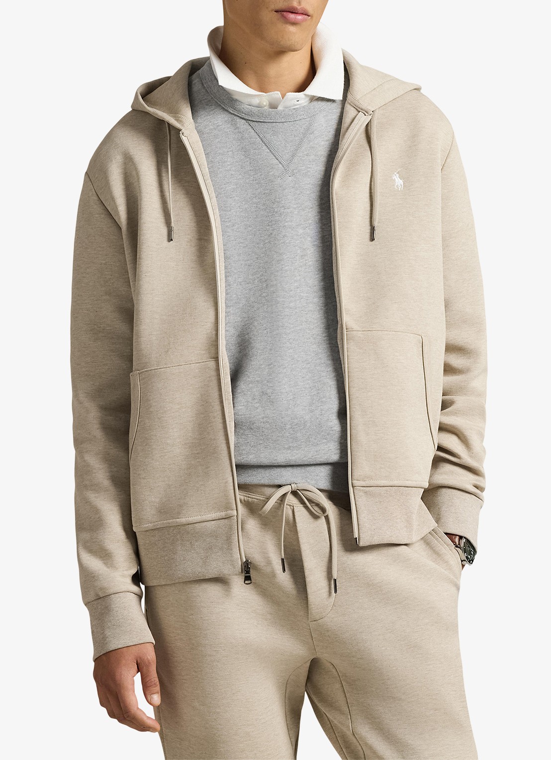 Ralph Lauren Sweatvest met steekzakken en logoborduring - detail 4 tuscan beige heather