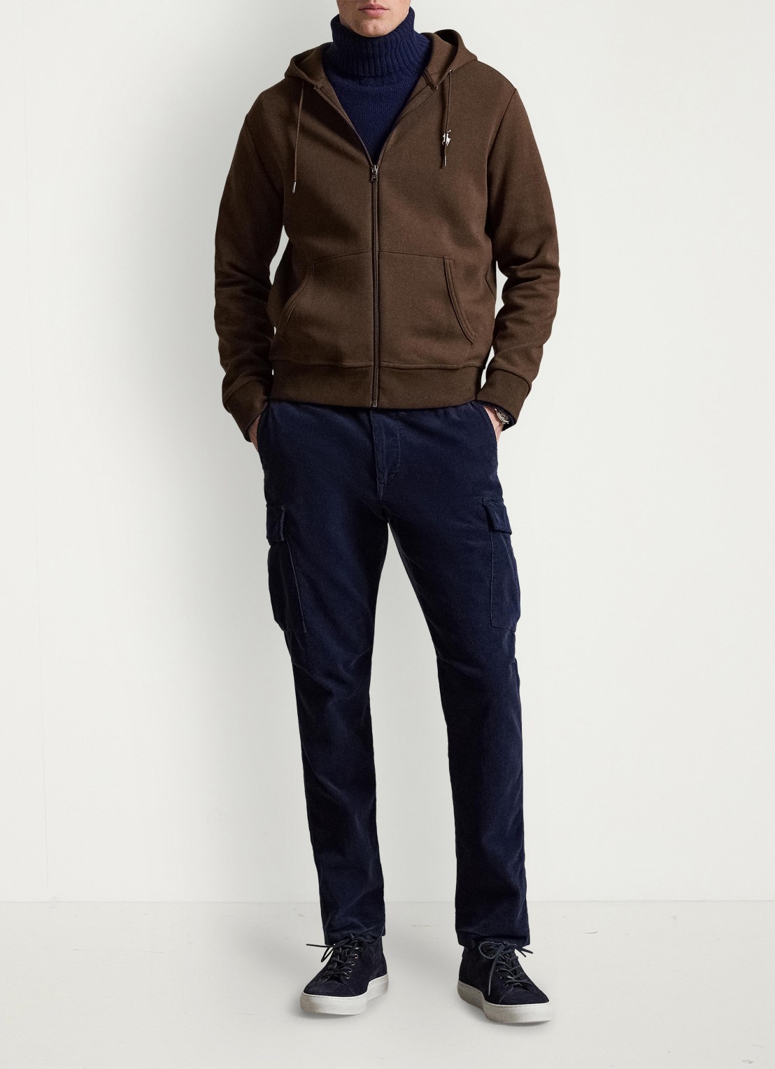 Ralph Lauren Sweatvest met steekzakken en logoborduring - voorkant 3 nutmeg brown