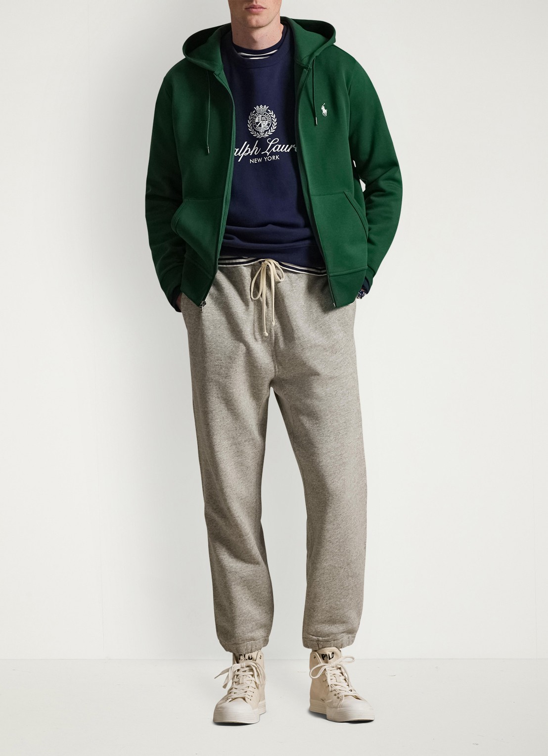 Ralph Lauren Sweatvest met steekzakken en logoborduring - voorkant 3 new forest