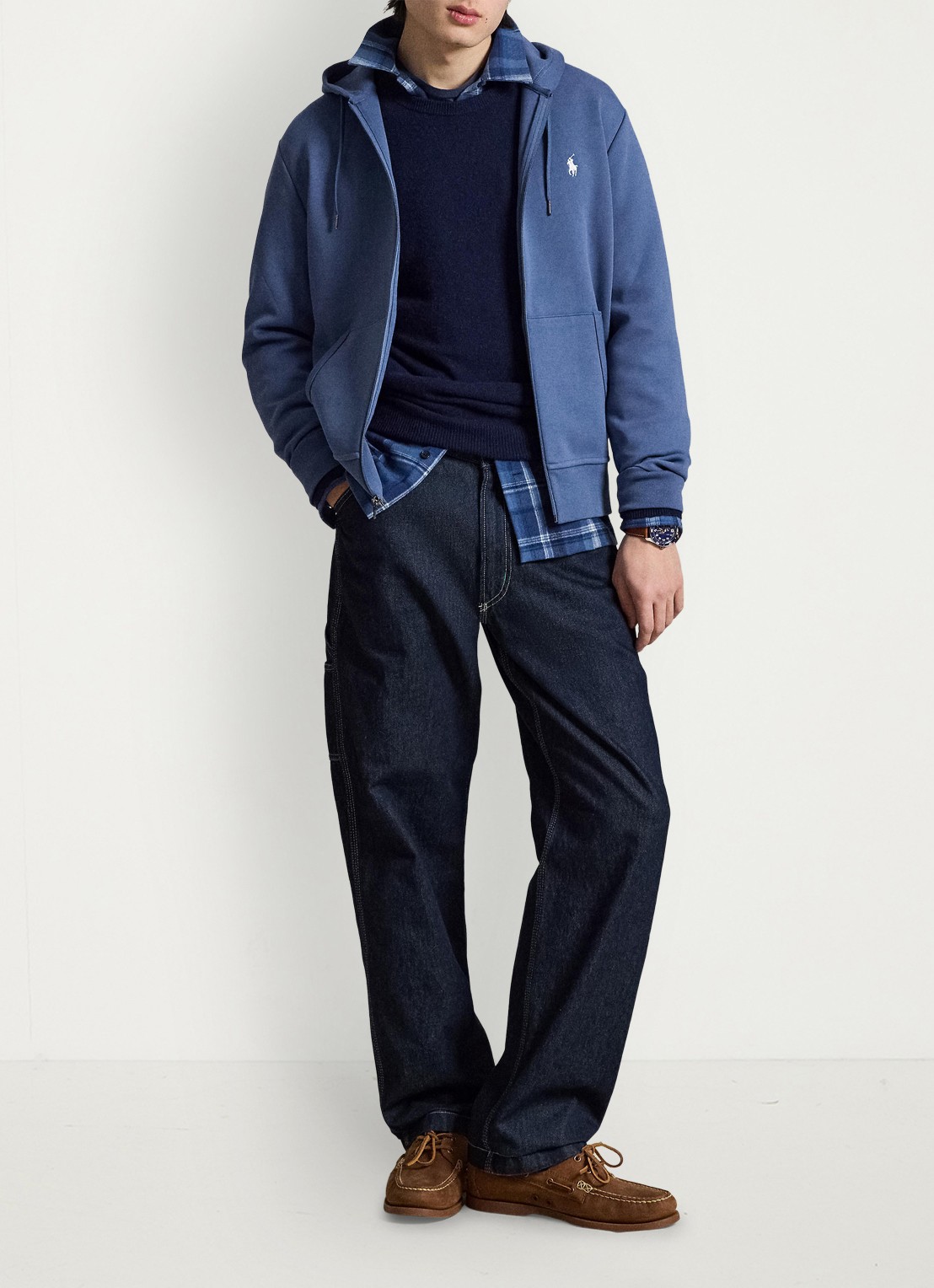 Ralph Lauren Sweatvest met steekzakken en logoborduring - detail 2 earth blue / blauw