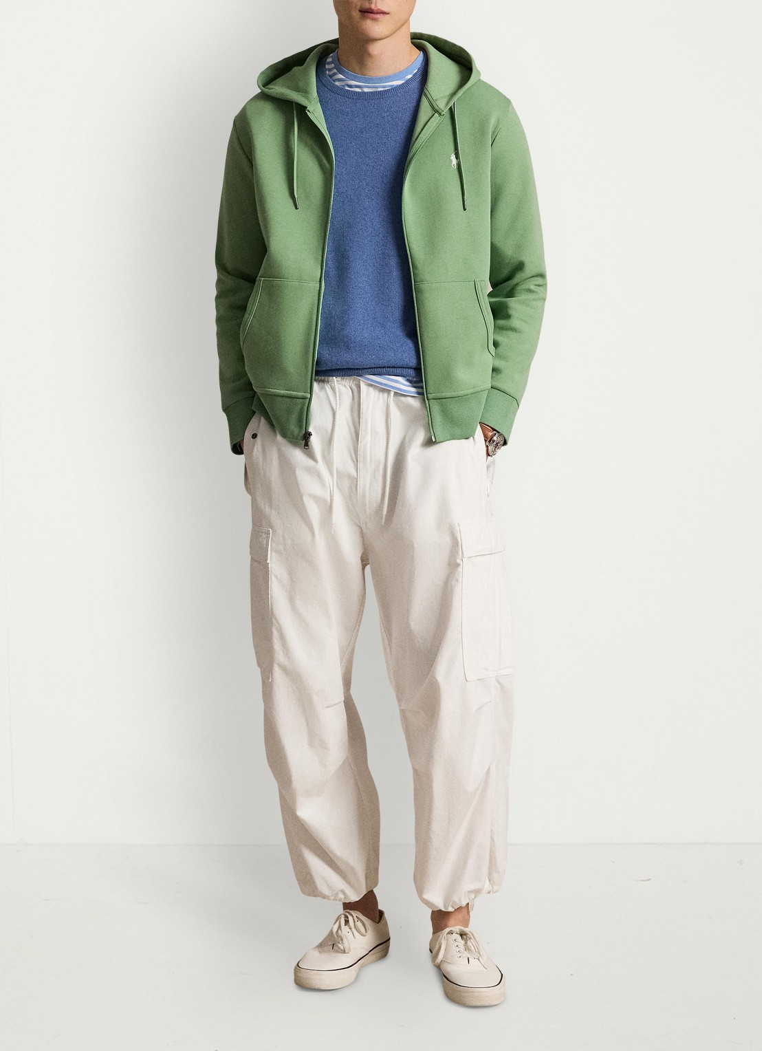 Ralph Lauren Sweatvest met steekzakken en logoborduring - detail outback green / groen
