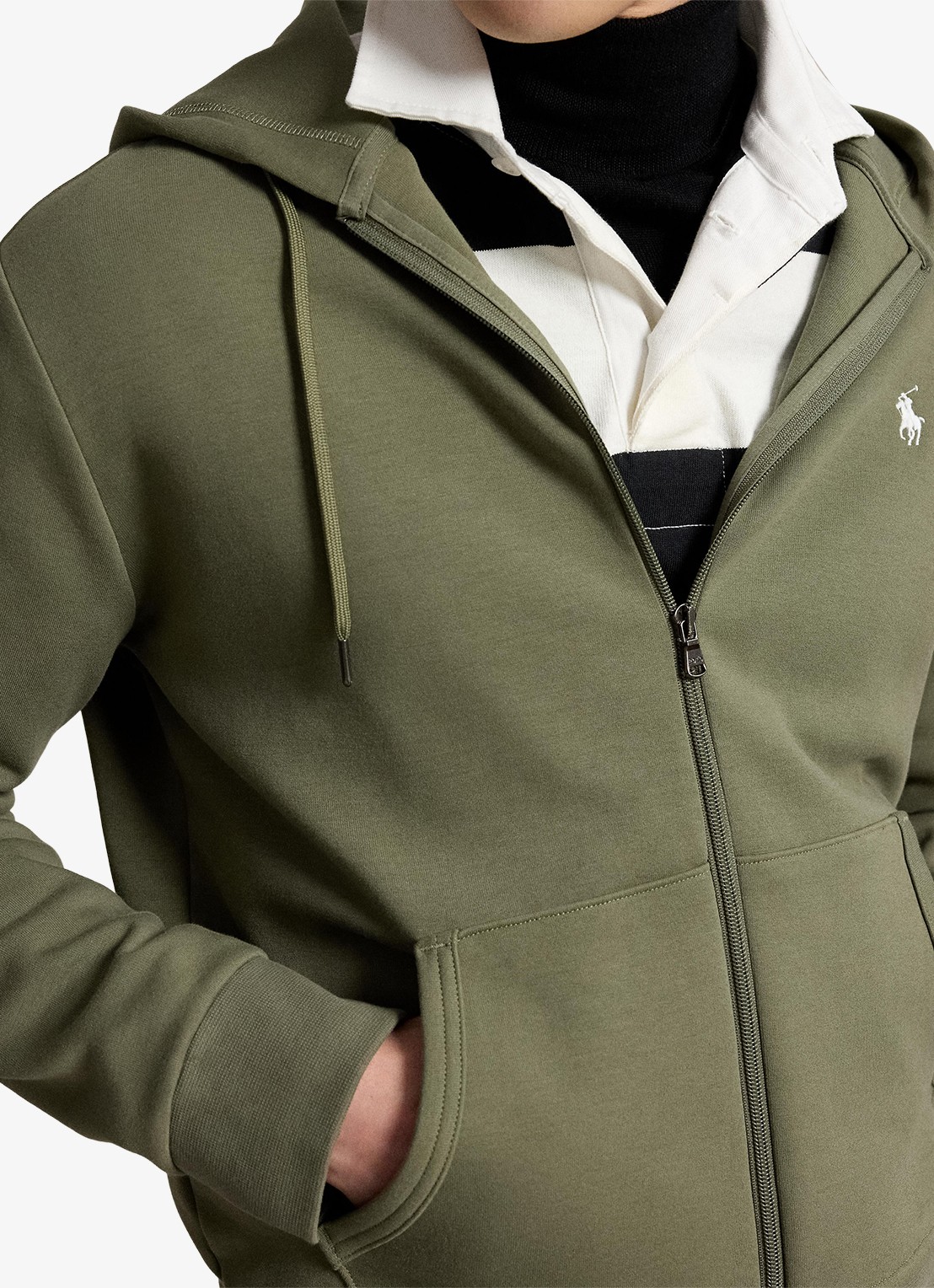 Ralph Lauren Sweatvest met steekzakken en logoborduring - detail 2 cruise olive / olijfgroen