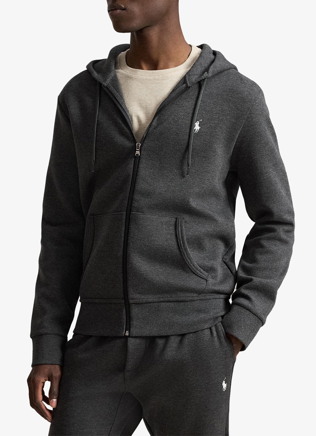 Ralph Lauren Sweatvest met steekzakken en logoborduring - voorkant 3 windsor heather / donkergrijs