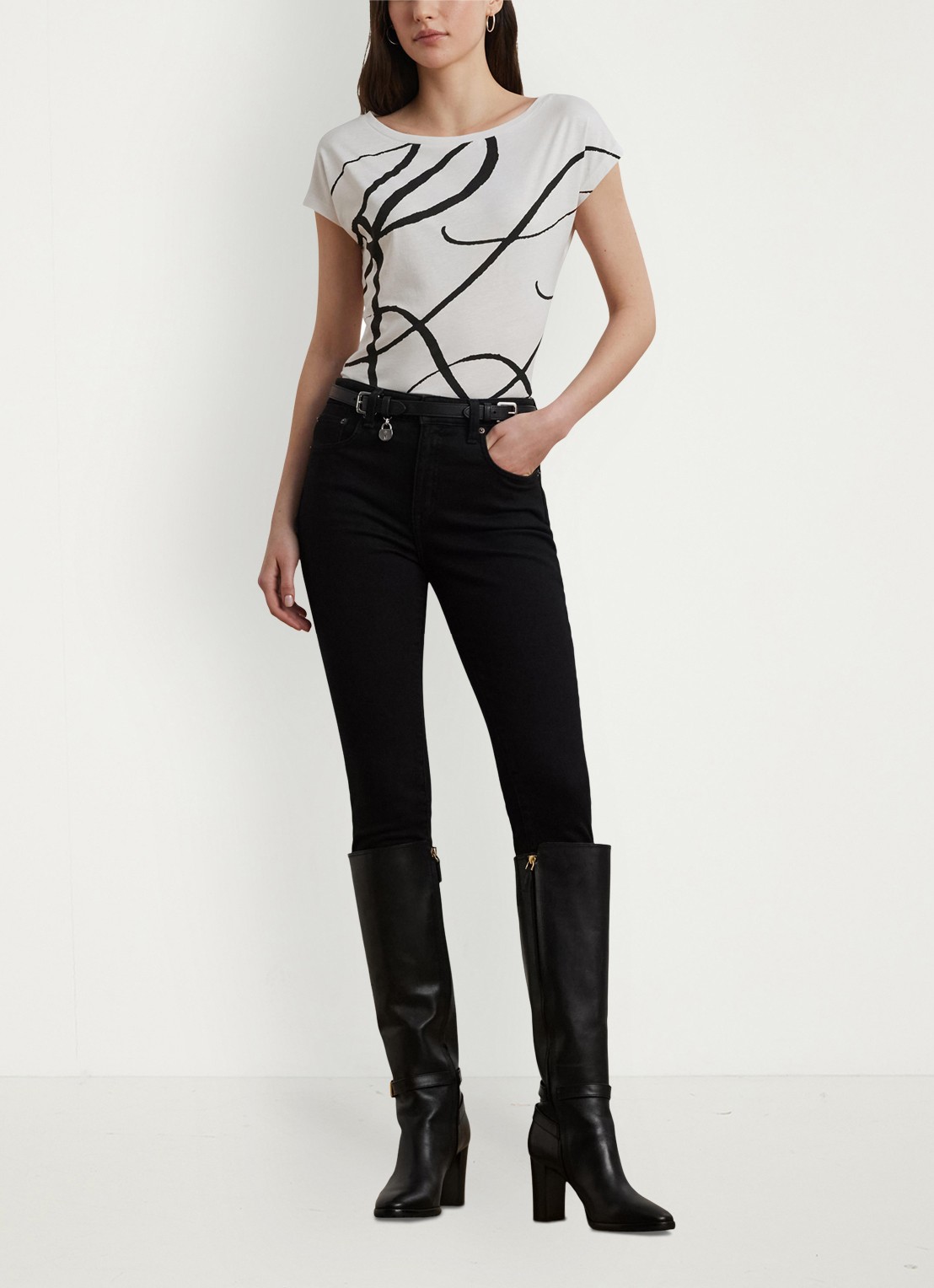 Ralph Lauren T-shirt met abstract dessin - voorkant 4 white / wit