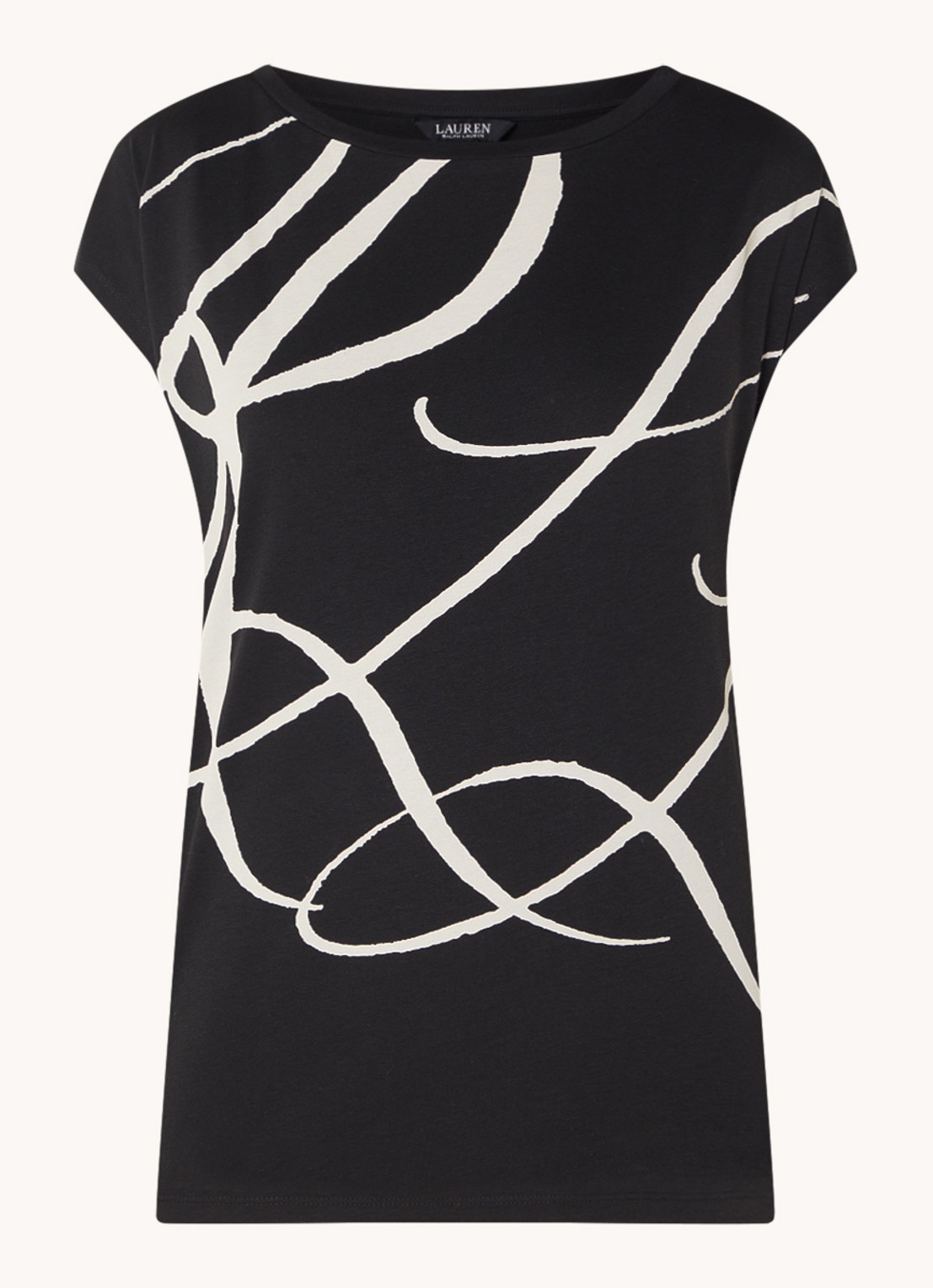 Ralph Lauren T-shirt met abstract dessin - voorkant polo black / zwart