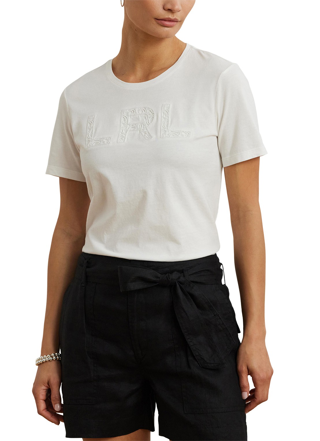 Ralph Lauren T-shirt met borduring en stretch - detail 3 wit
