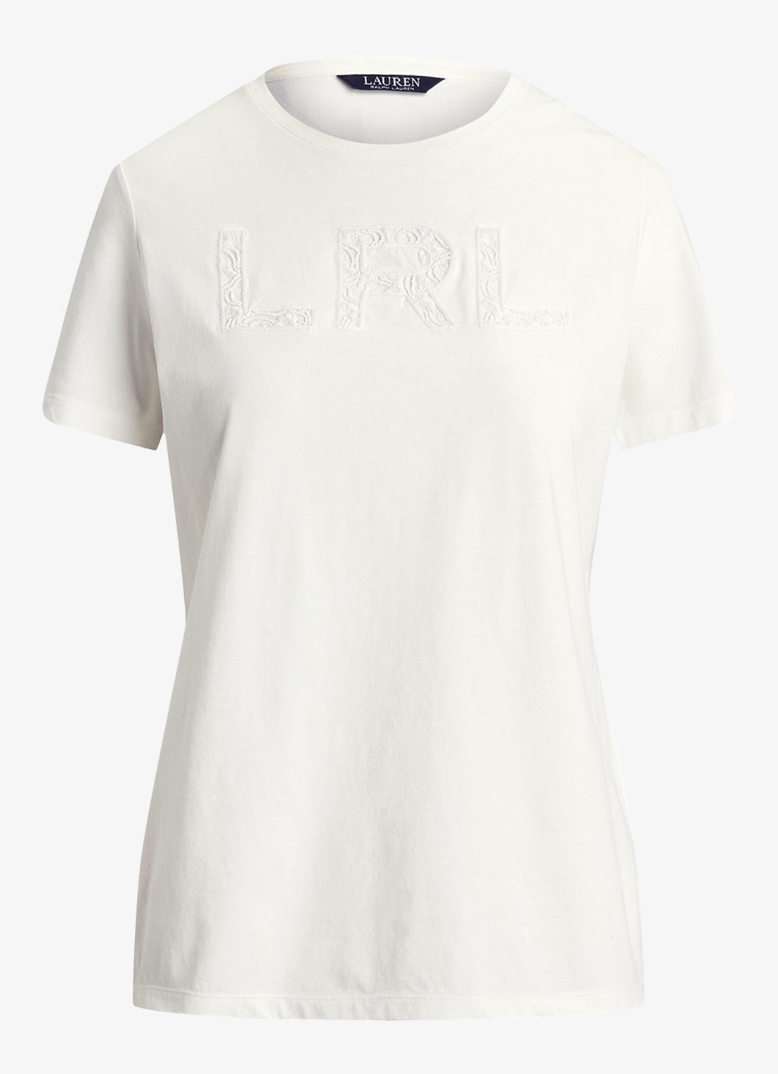 Ralph Lauren T-shirt met borduring en stretch - voorkant wit