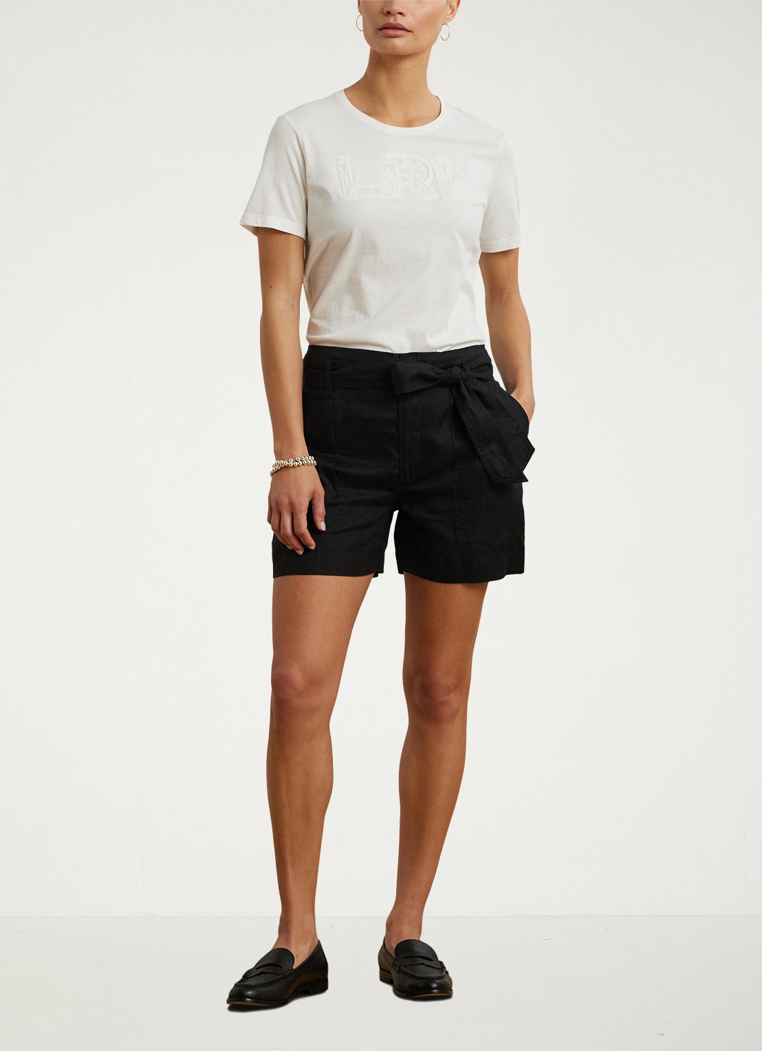 Ralph Lauren T-shirt met borduring en stretch - voorkant 2 wit