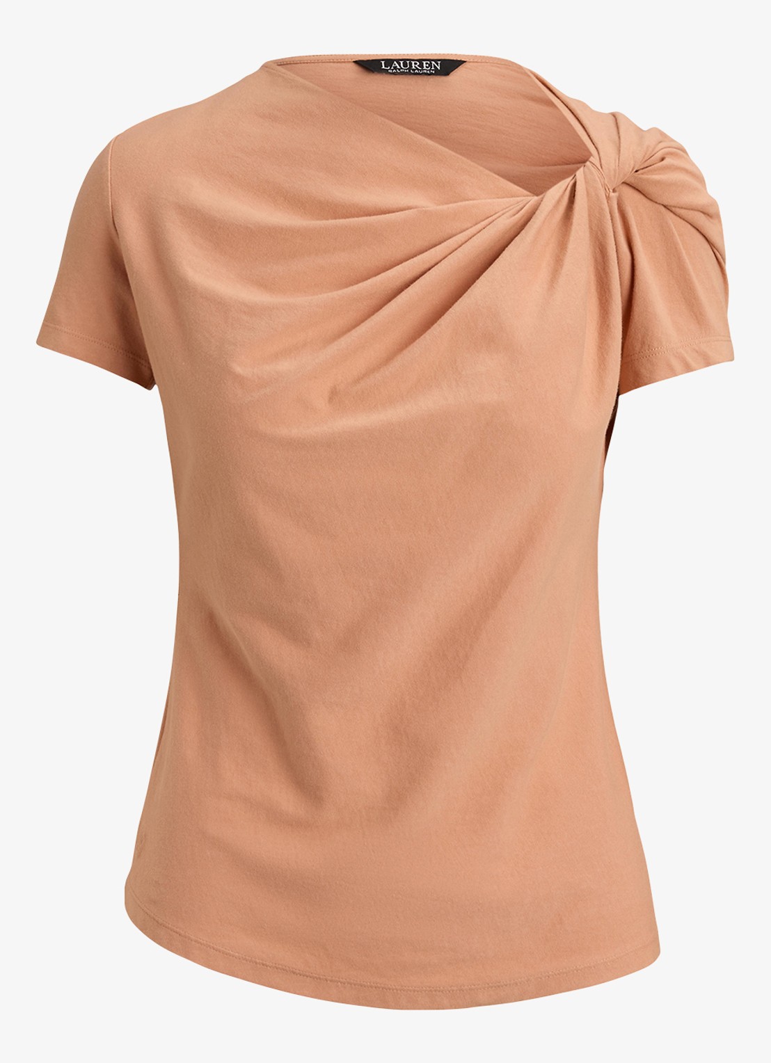 Ralph Lauren T-shirt met knoopdetail - voorkant 2 pink sienna / roze