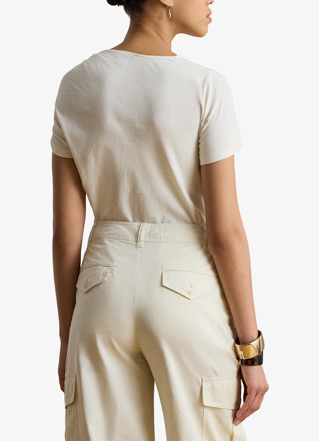 Ralph Lauren T-shirt met knoopdetail - achterkant 5 mascarpone crème / crème