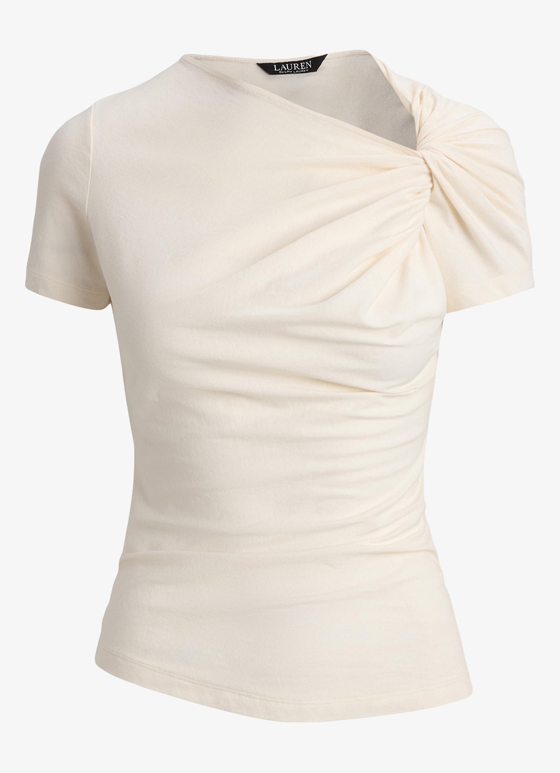 Ralph Lauren T-shirt met knoopdetail - voorkant mascarpone crème / crème