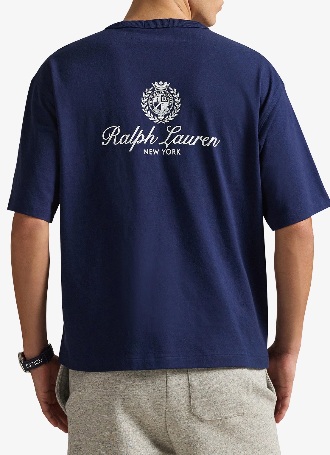Ralph Lauren T-shirt met logo- en backprint - achterkant donkerblauw