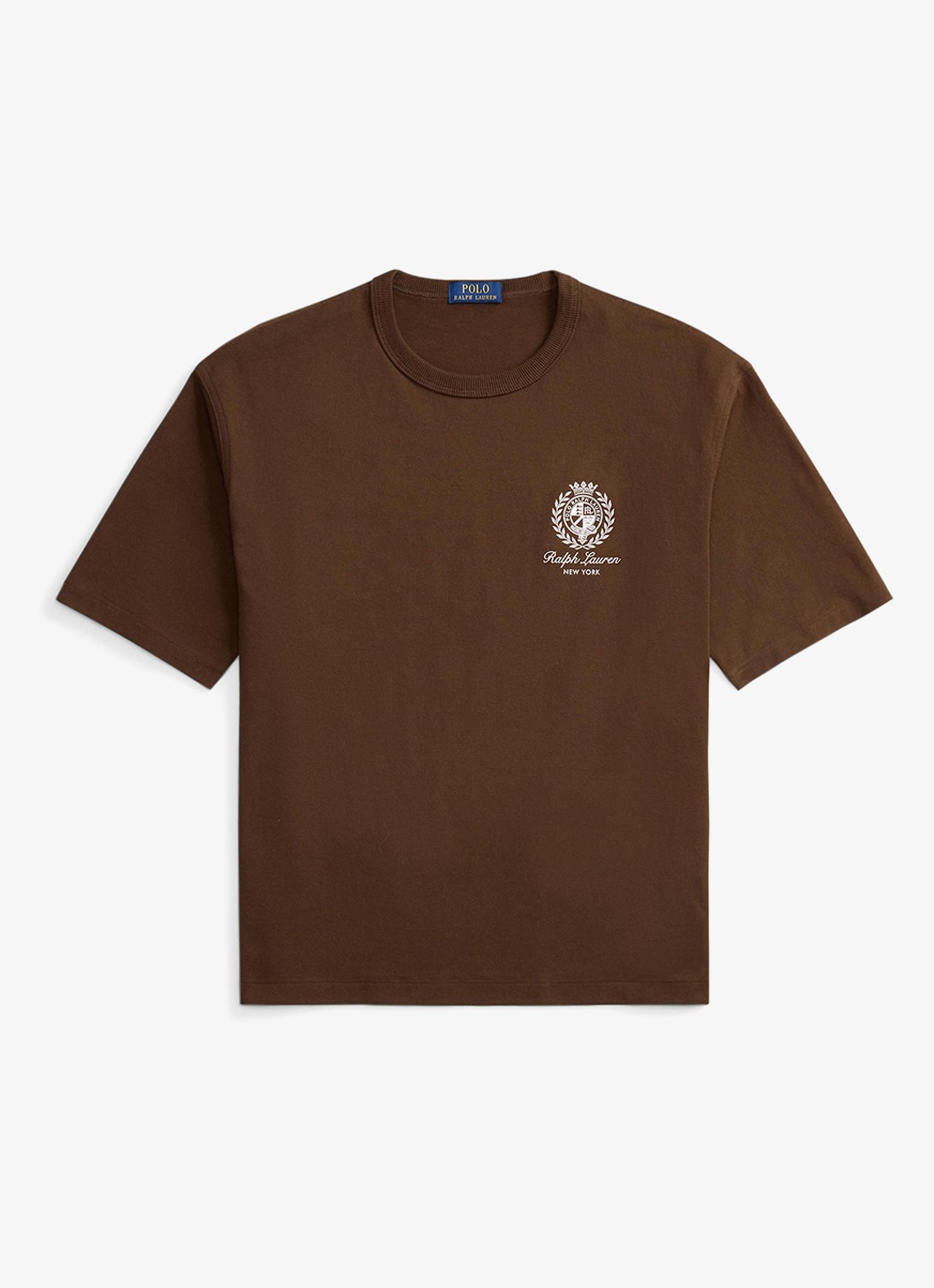 Ralph Lauren T-shirt met logo- en backprint - voorkant branch brown-3s7t