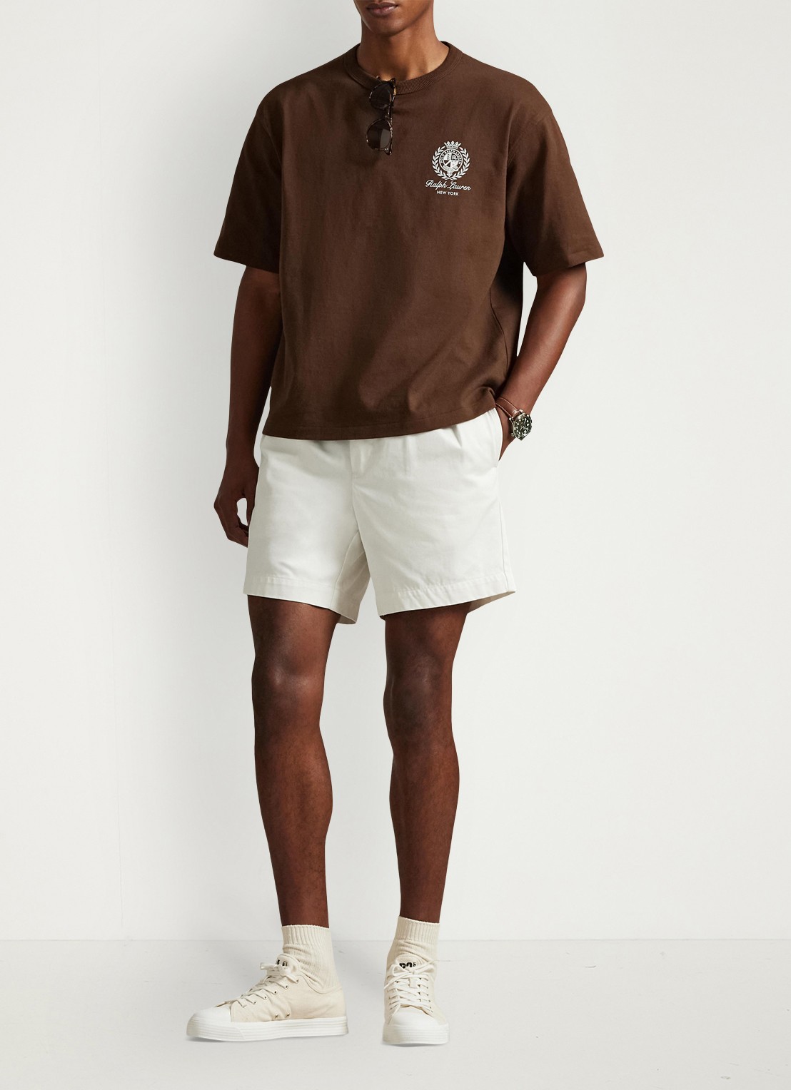 Ralph Lauren T-shirt met logo- en backprint - voorkant 2 branch brown-3s7t