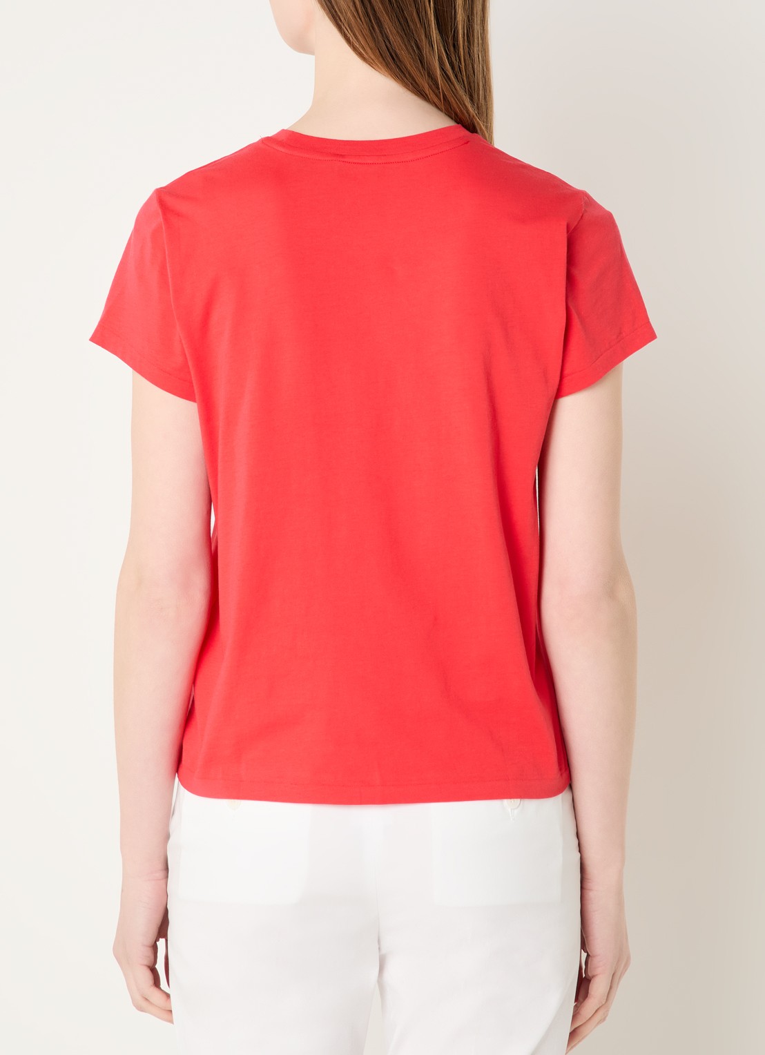 Ralph Lauren T-shirt met logo - achterkant koraal