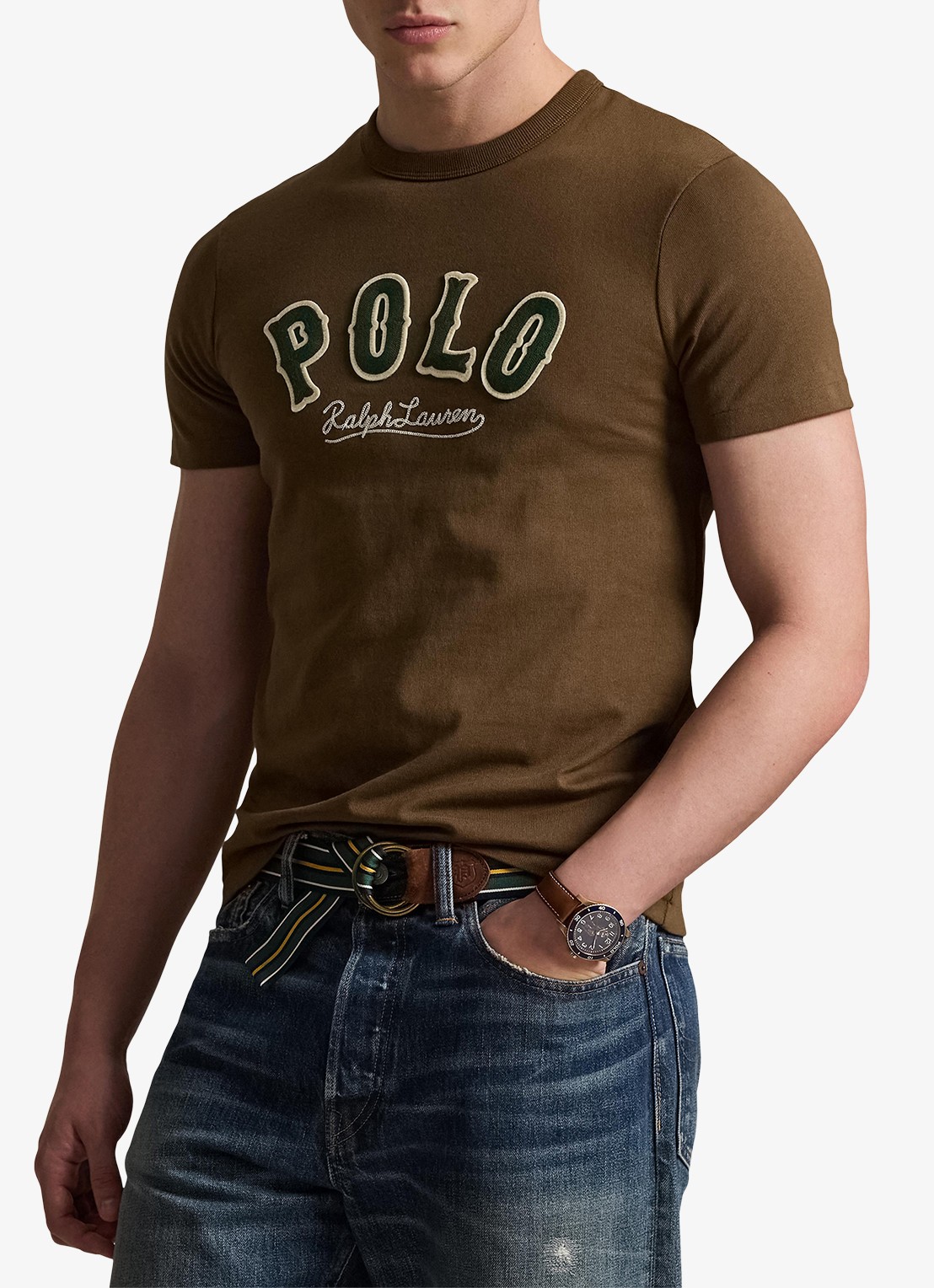 Ralph Lauren T-shirt met logo - detail york brown / bruin