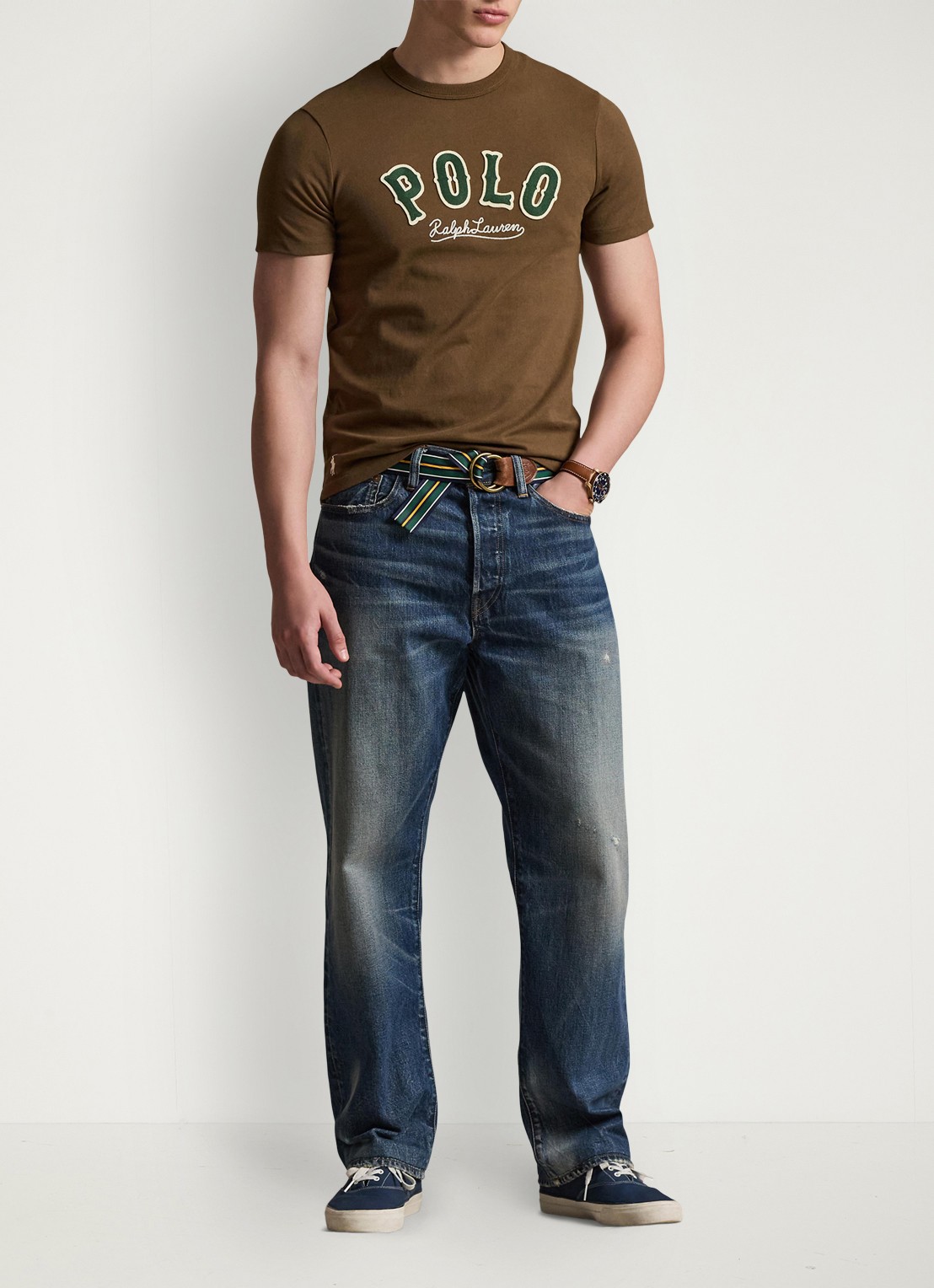 Ralph Lauren T-shirt met logo - voorkant 4 york brown / bruin