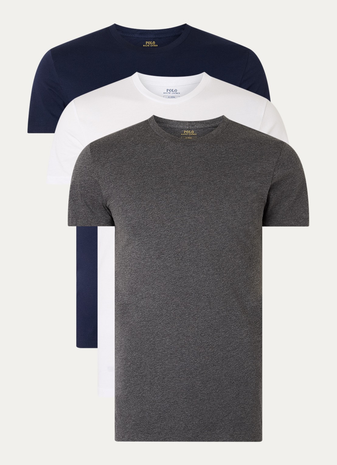Ralph Lauren T-shirt met logoborduring in 3-pack - voorkant 3 donkerblauw