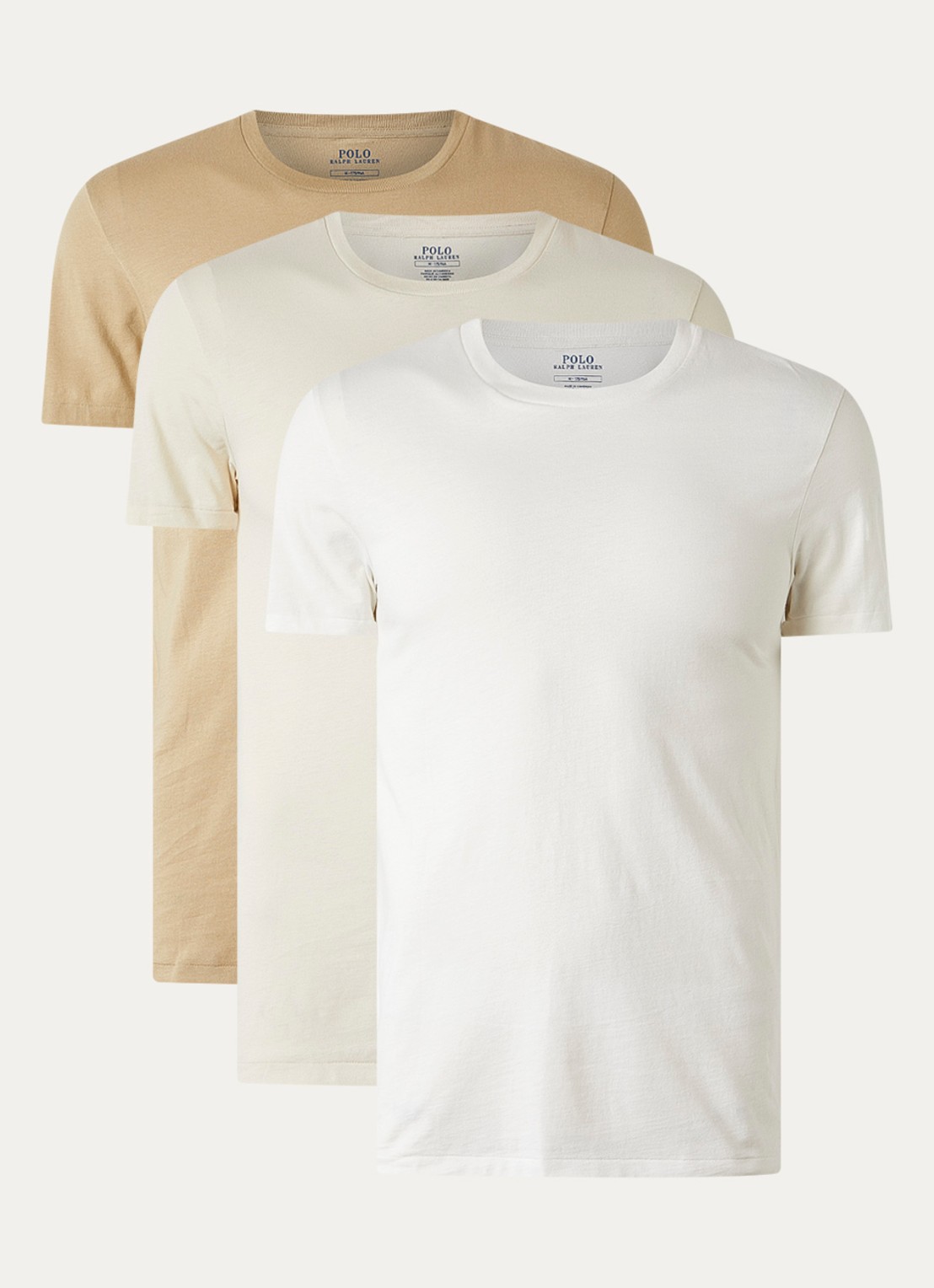 Ralph Lauren T-shirt met logoborduring in 3-pack - voorkant creme