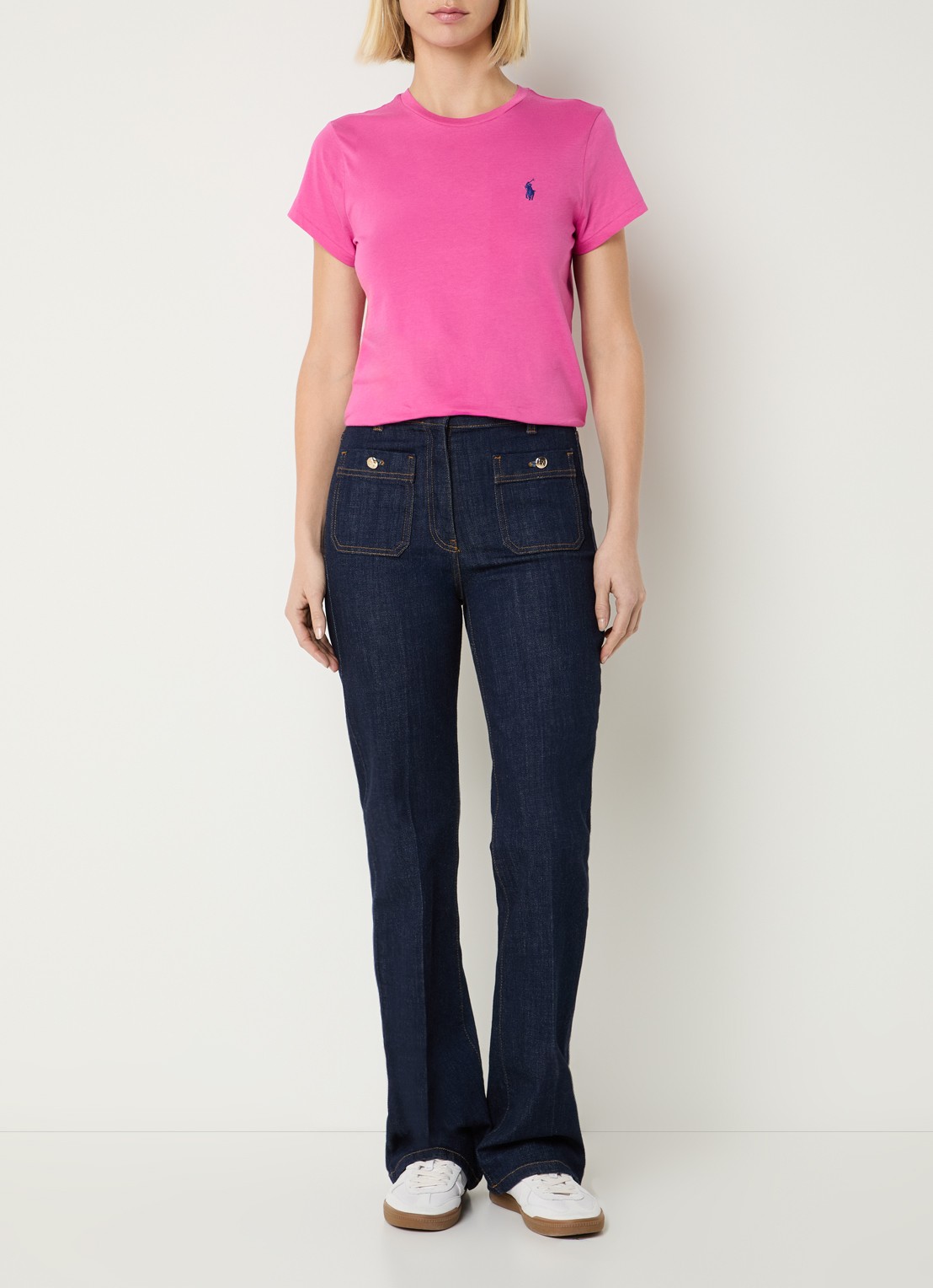 Ralph Lauren T-shirt met logoborduring - voorkant 2 donkerroze