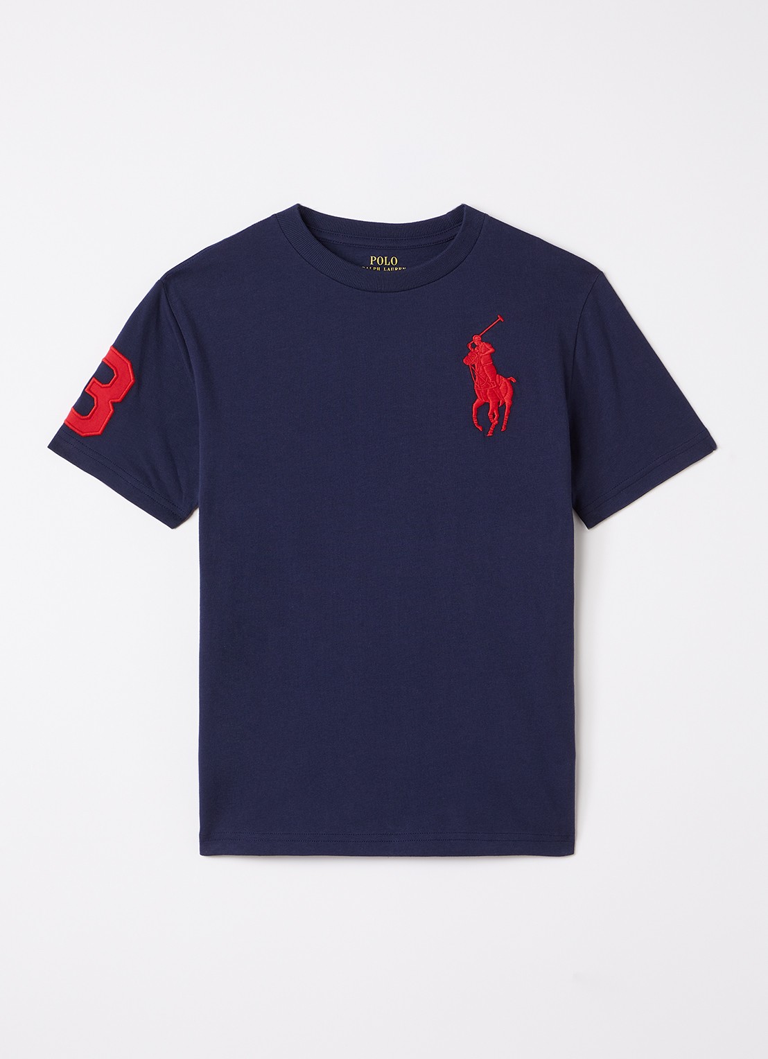 Ralph Lauren T-shirt met logoborduring - voorkant donkerblauw