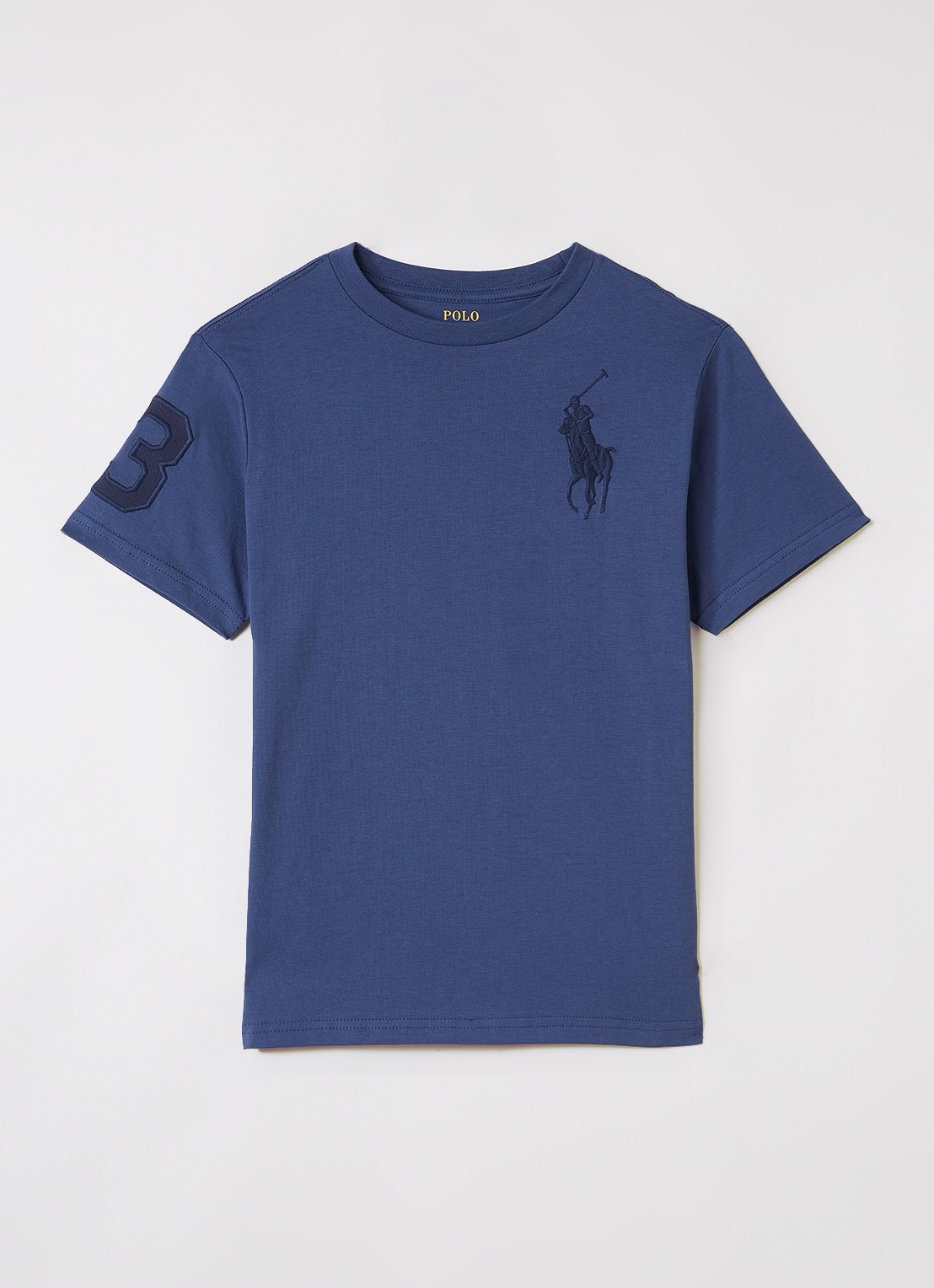 Ralph Lauren T-shirt met logoborduring - voorkant donkerblauw
