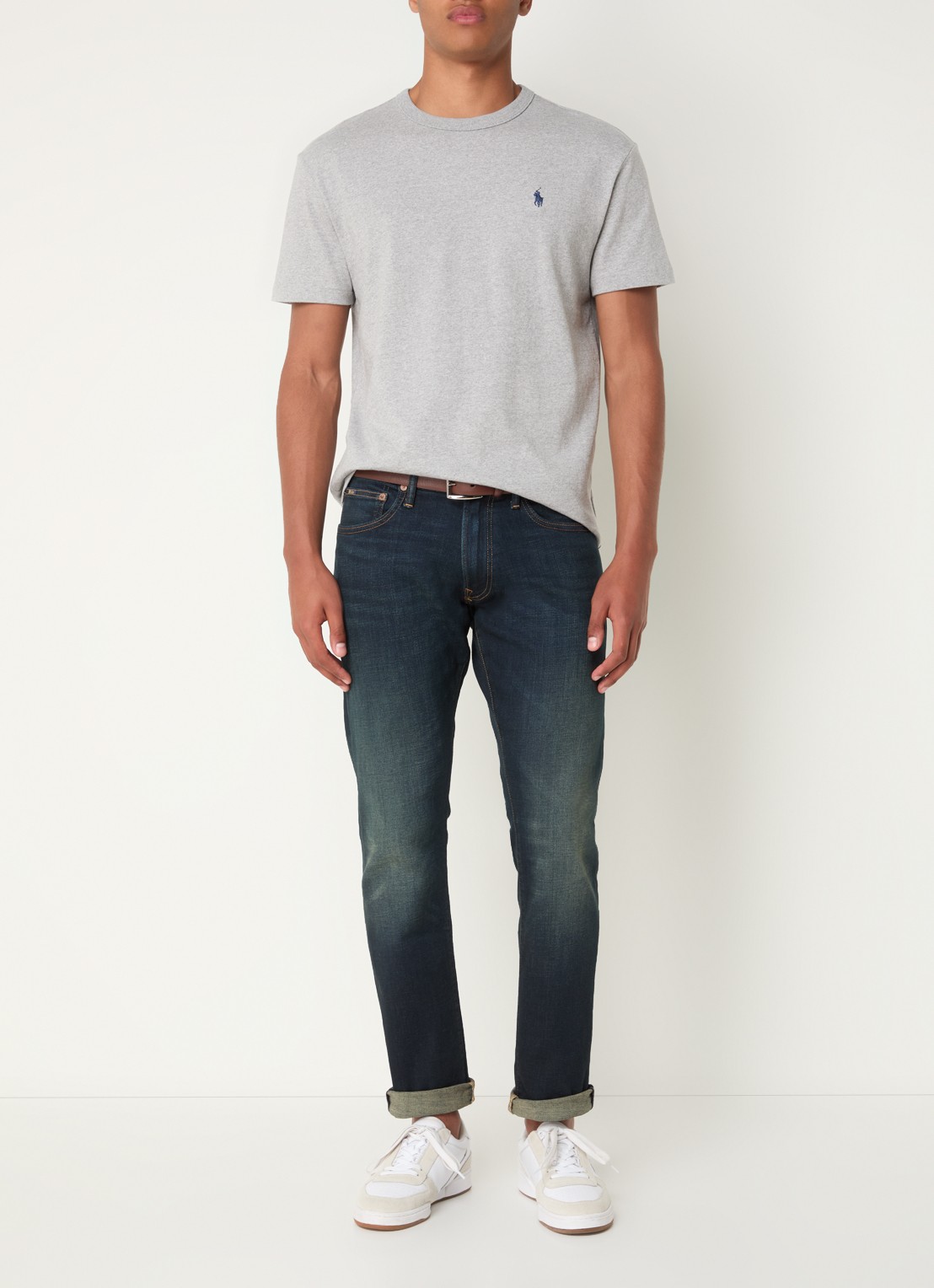 Ralph Lauren T-shirt met logoborduring  - voorkant 4 andover heather / grijs