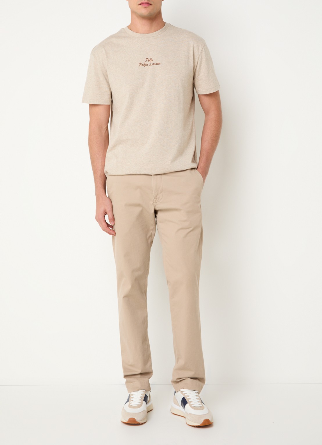 Ralph Lauren T-shirt met logoborduring - voorkant 3 tuscan beige heather / beige