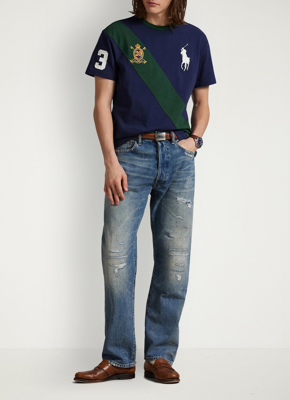 Ralph Lauren T-shirt met logoborduring - voorkant 2 newport navy / donkerblauw