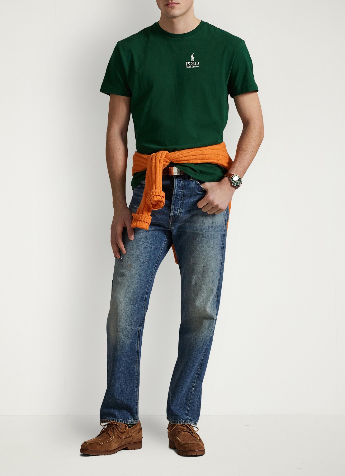 Ralph Lauren T-shirt met logoborduring - voorkant 4 new forest / donkergroen