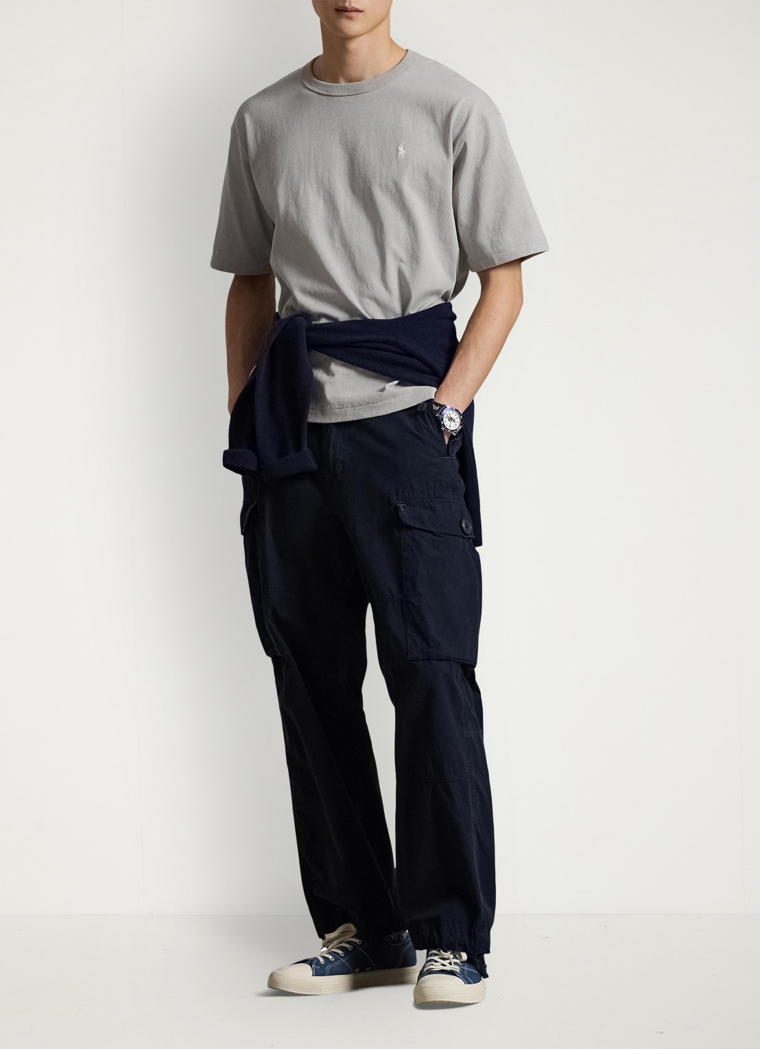 Ralph Lauren T-shirt met logoborduring - voorkant 4 grey dawn / grijs