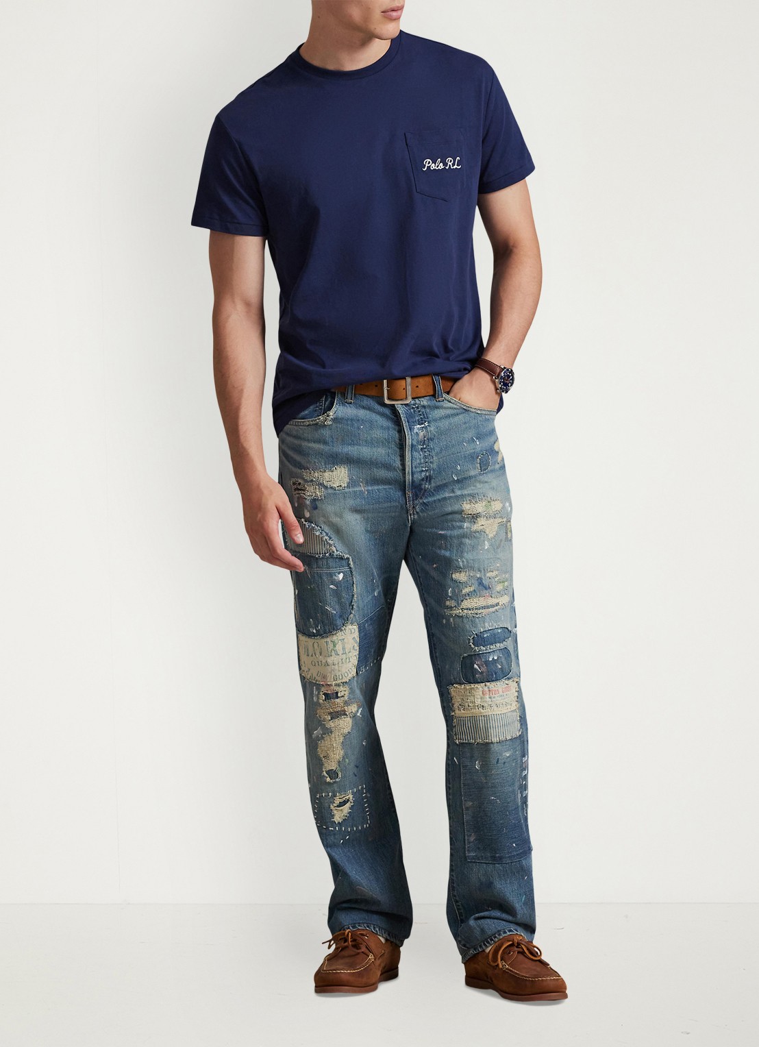 Ralph Lauren T-shirt met logoborduring - voorkant 3 newport navy / donkerblauw
