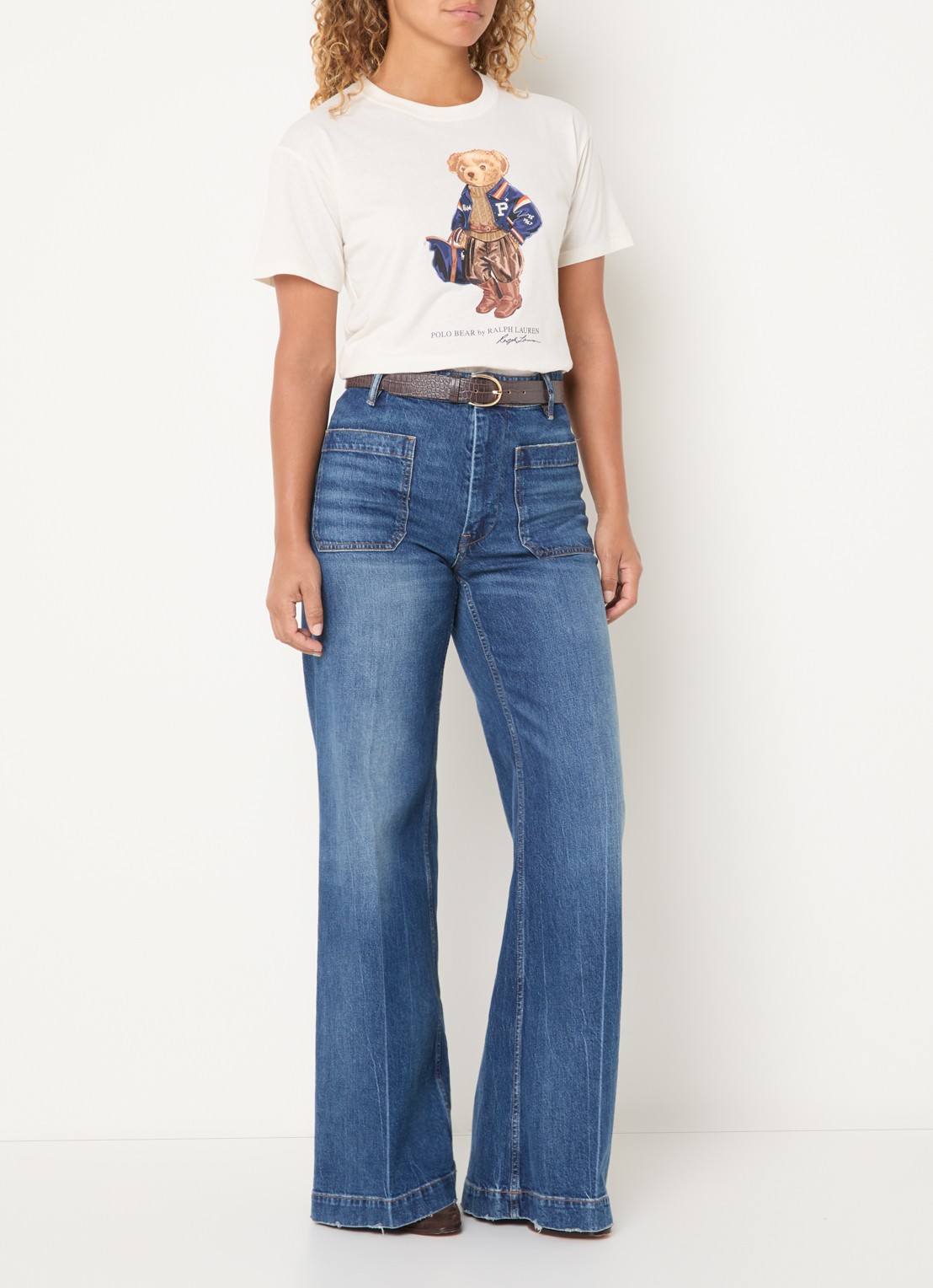 Ralph Lauren T-shirt met logoprint - voorkant 2 gebroken wit