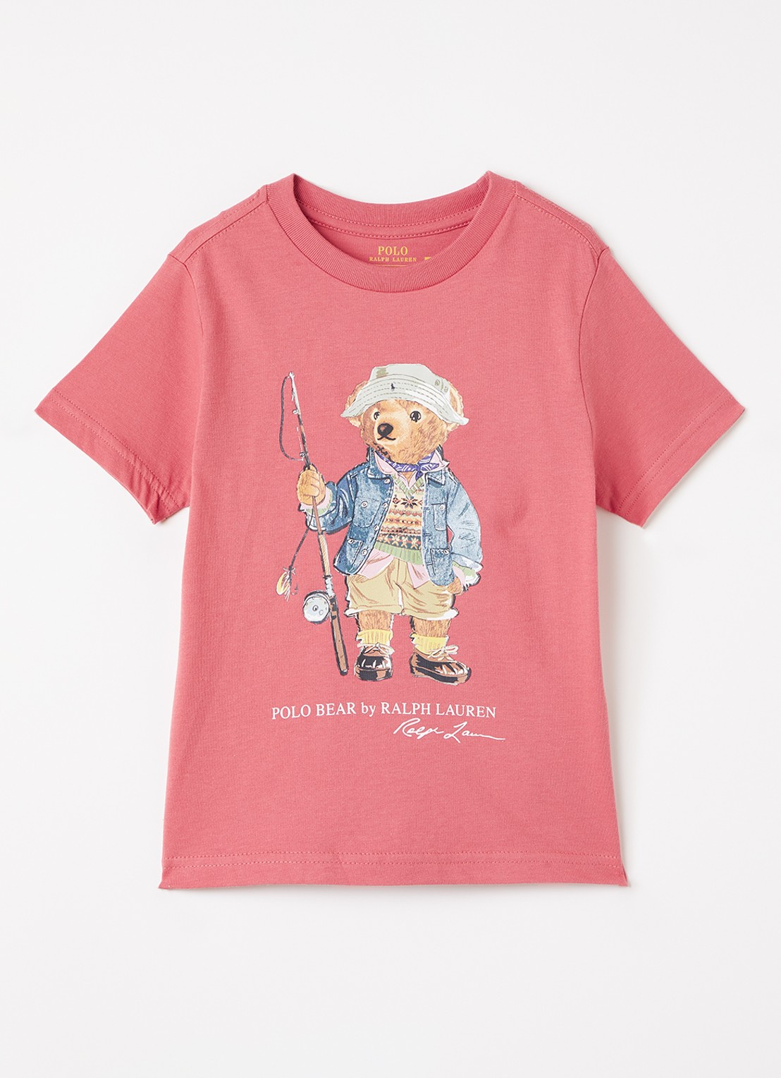 Ralph Lauren T-shirt met logoprint  - voorkant koraalrood