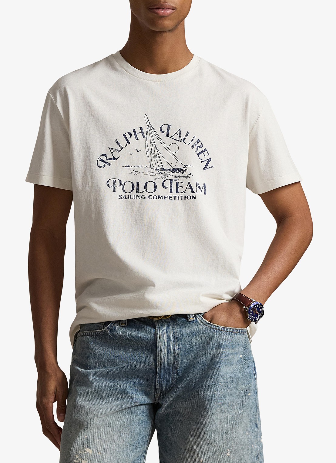 Ralph Lauren T-shirt met logoprint - detail 2 deckwash white / wit