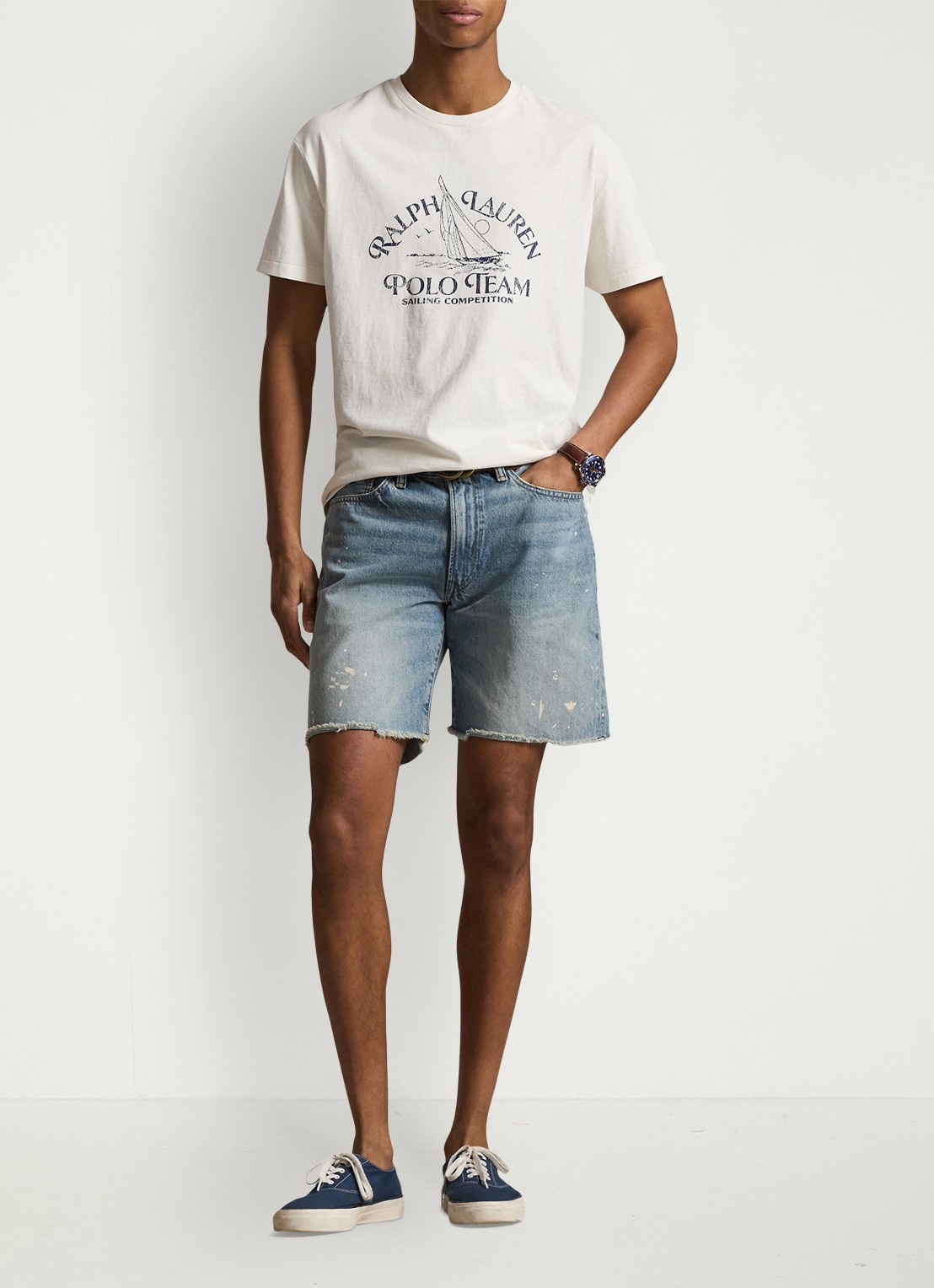Ralph Lauren T-shirt met logoprint - voorkant 5 deckwash white / wit