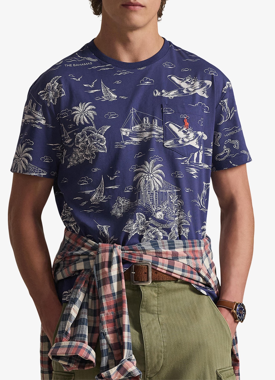 Ralph Lauren T-shirt met print en borstzak - detail harbor island bear boathous
