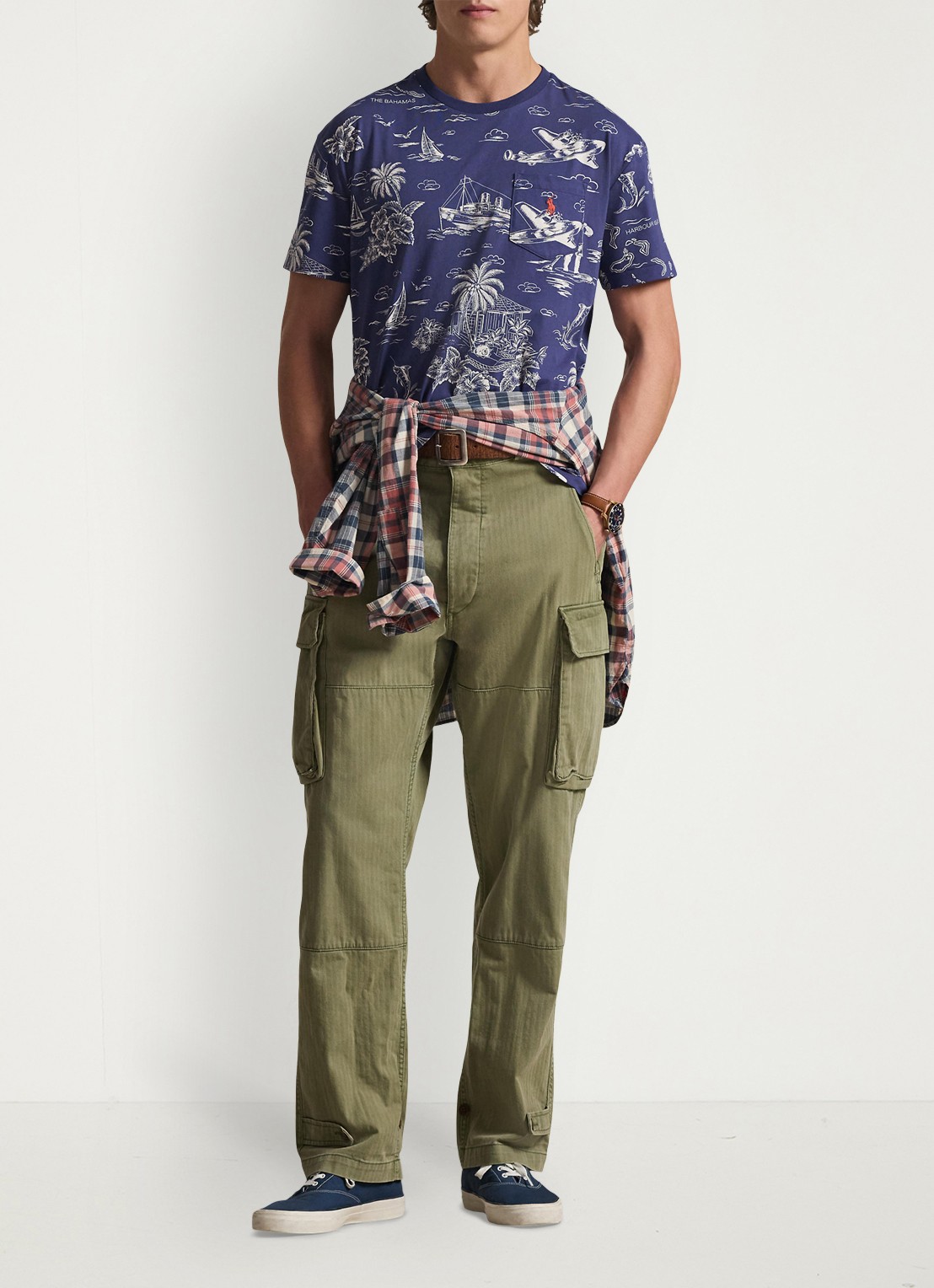 Ralph Lauren T-shirt met print en borstzak - voorkant 4 harbor island bear boathous