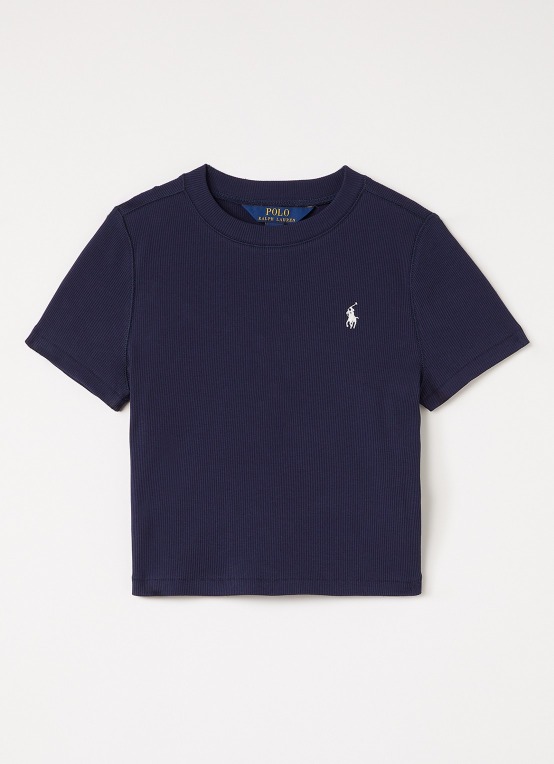 Ralph Lauren T-shirt met ribstructuur - voorkant donkerblauw