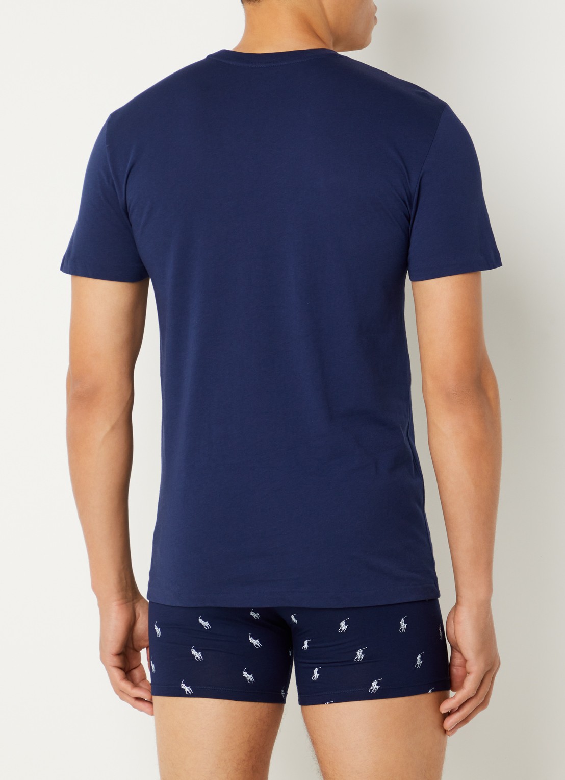 Ralph Lauren T-shirt met ronde hals in 3-pack - achterkant 2 blauw